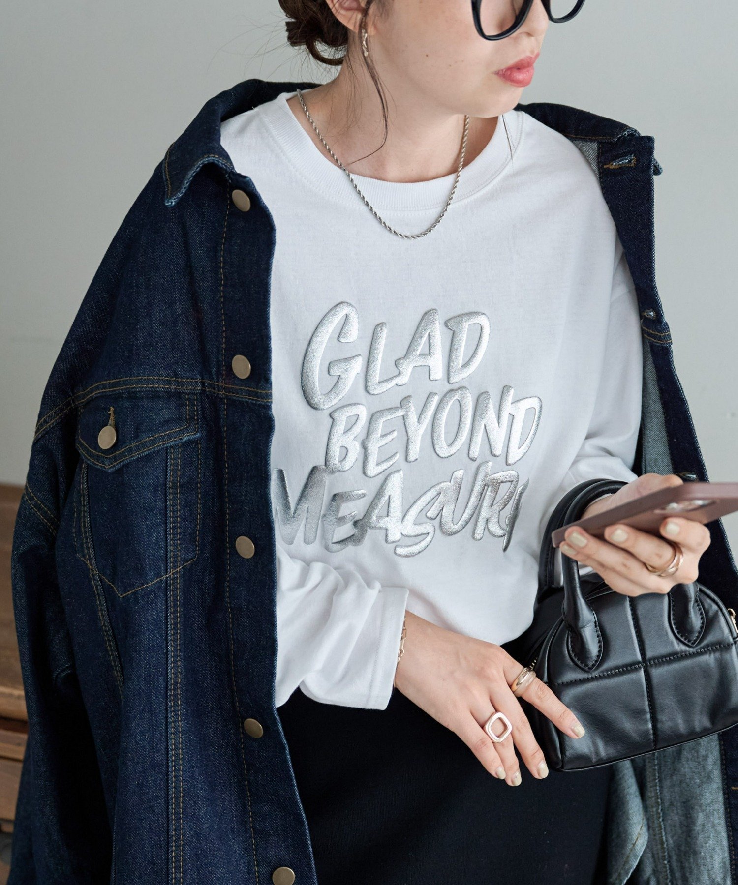 Discoat 【WEB限定】GBM発砲ロゴロンT ディスコート トップス カットソー・Tシャツ シルバー ホワイト グレー