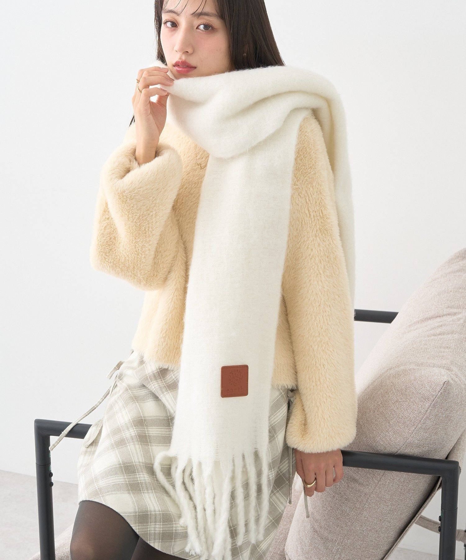 earth music&ecology ワンポイントビッグマフラー アースミュージック&エコロジー ファッション雑貨 マ..