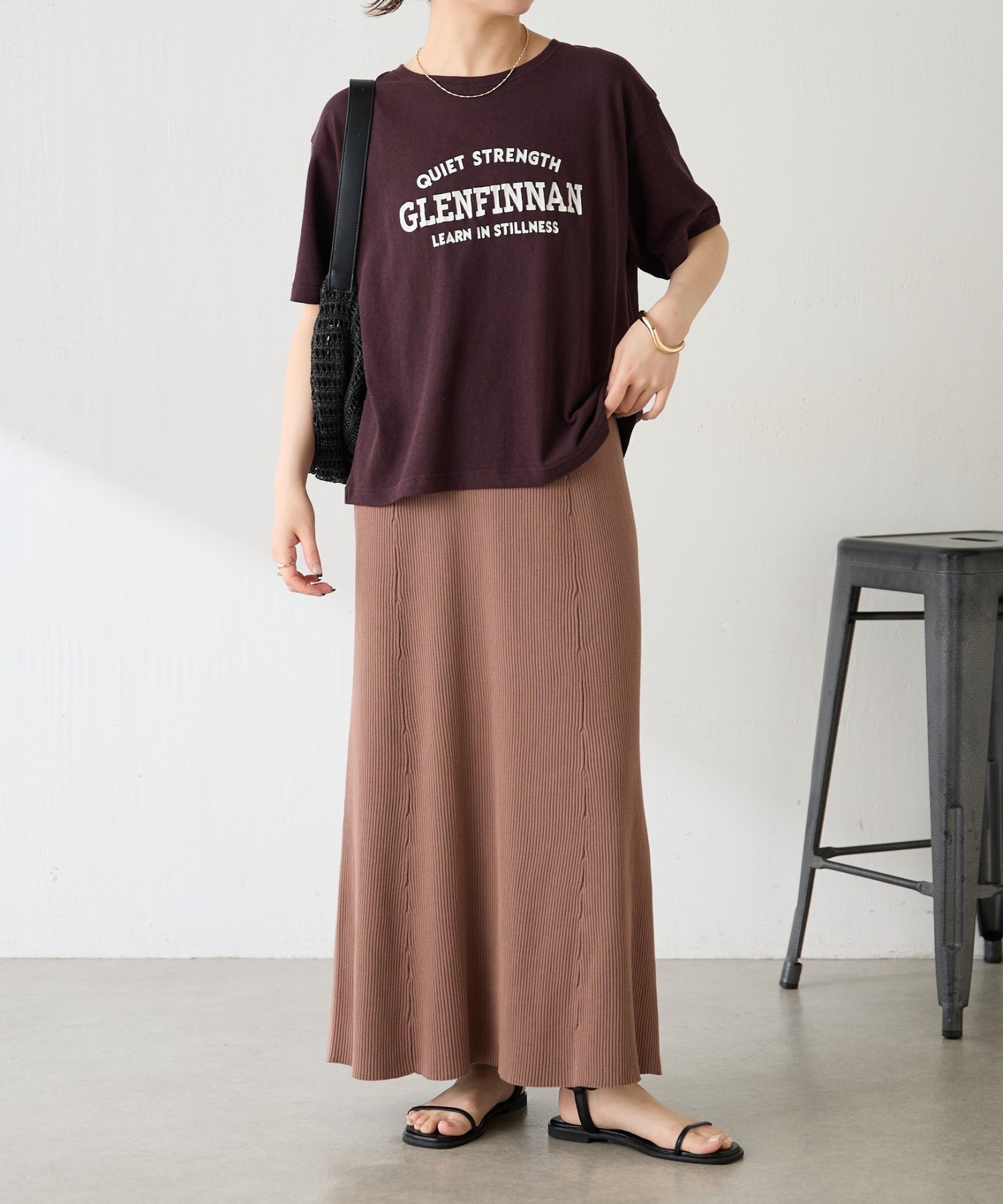 カレッジ風ロゴTシャツ コラージュガリャルダガランテ トップス カットソー・Tシャツ ブラウン レッド