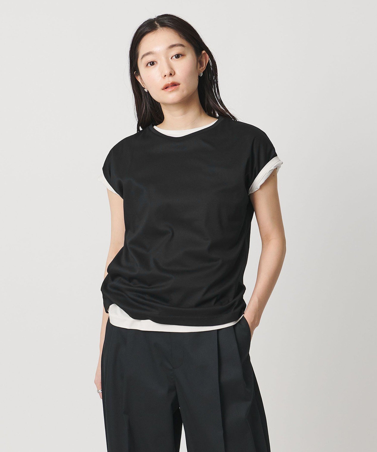 ＜MARW UNITED ARROWS＞フレンチスリーブ Tシャツ 汗ジミ防止 ビューティー＆ユース ユナイテッドアローズ トップス カットソー・Tシャツ ホワイト グレー ネイビー ブラック ブラウン