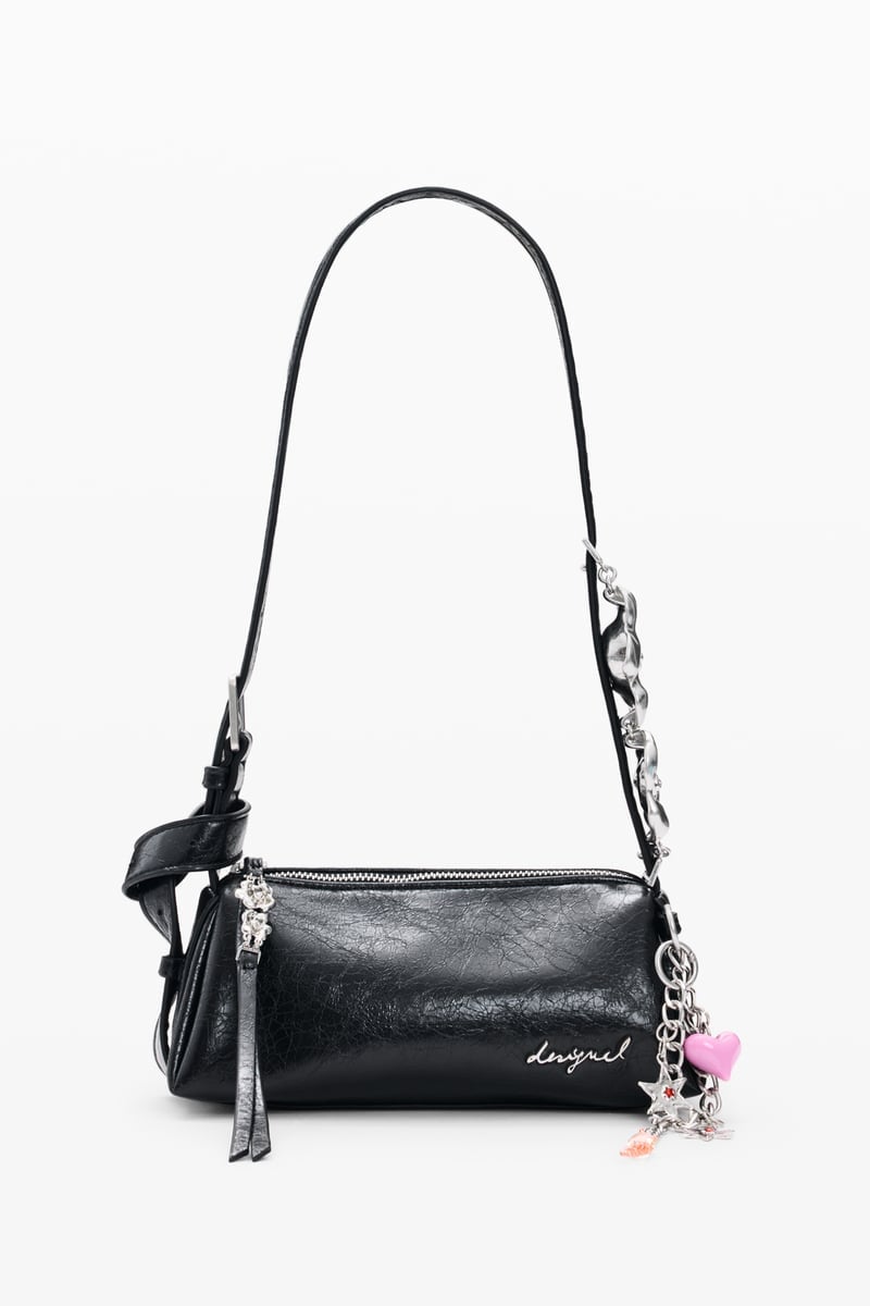 Desigual メタルフラワーコンパクトショルダーバッグ デシグアル バッグ ショルダーバッグ ブラック【送料無料】