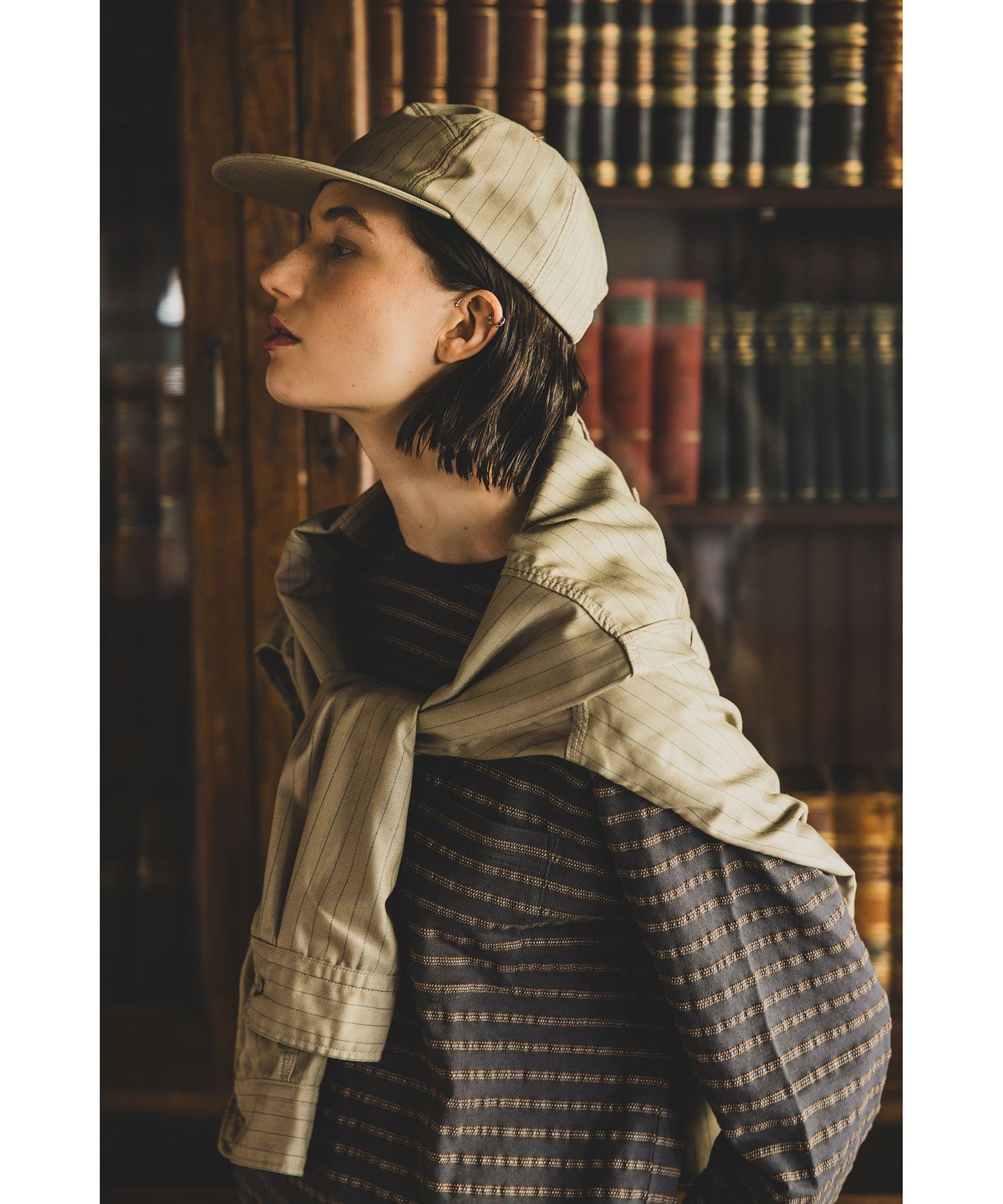 WORK Uniform Serge Pin Stripe ビームス アウトレット トップス シャツ・ブラウス カーキグリーン グレー