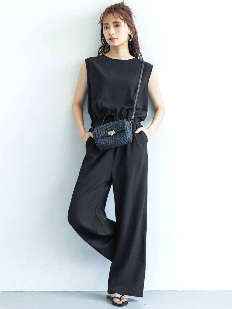 coca シンプルボートネックオールインワン コカ パンツ/ジーンズ サロペット/オールインワン ブラックのサムネイル