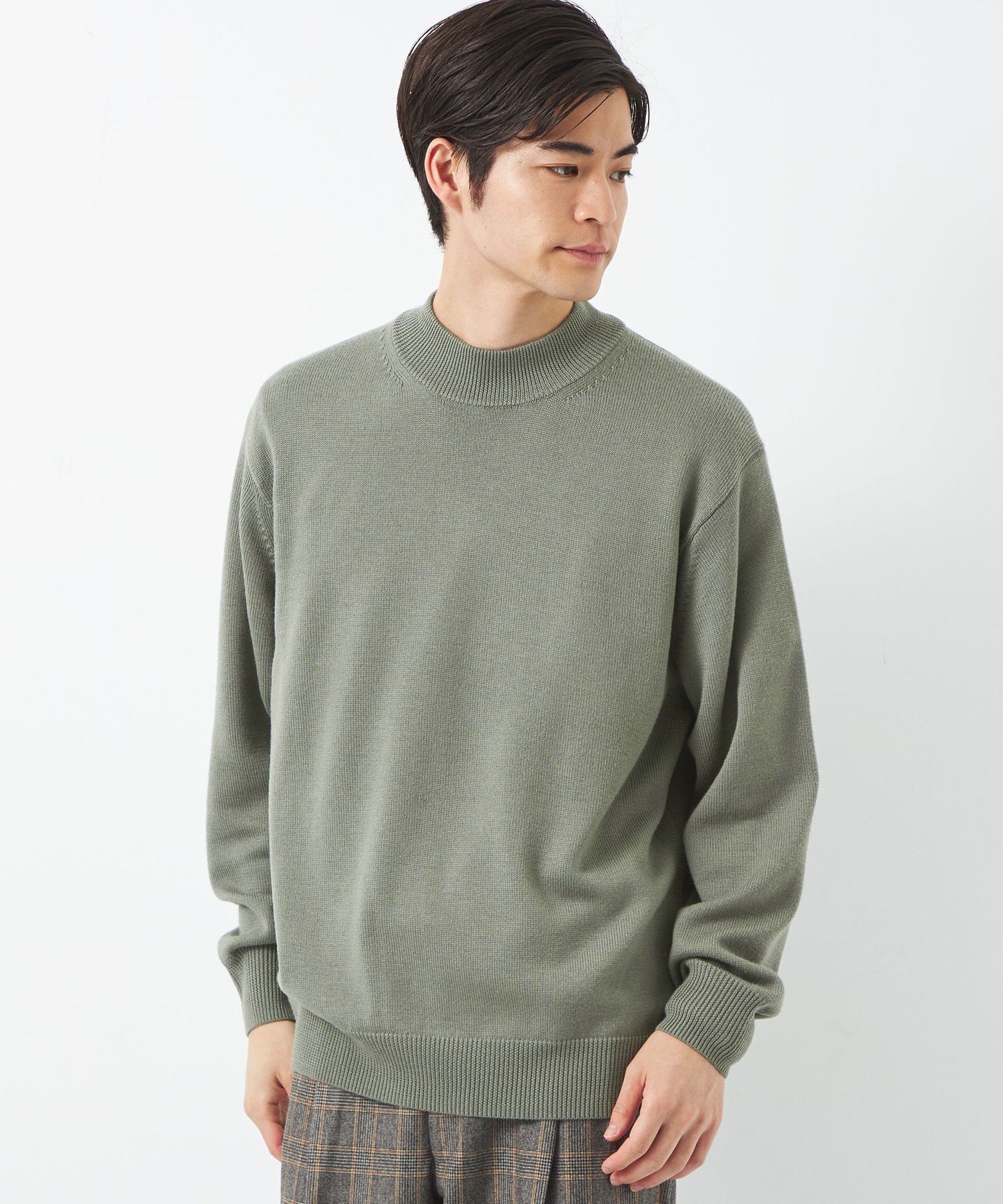 【SALE／80%OFF】UNITED ARROWS green label relaxing シルクミックス 天竺 モックネック ニット ユナイテッドアローズ アウトレット トップス ニット パープル グレー カーキグリーン