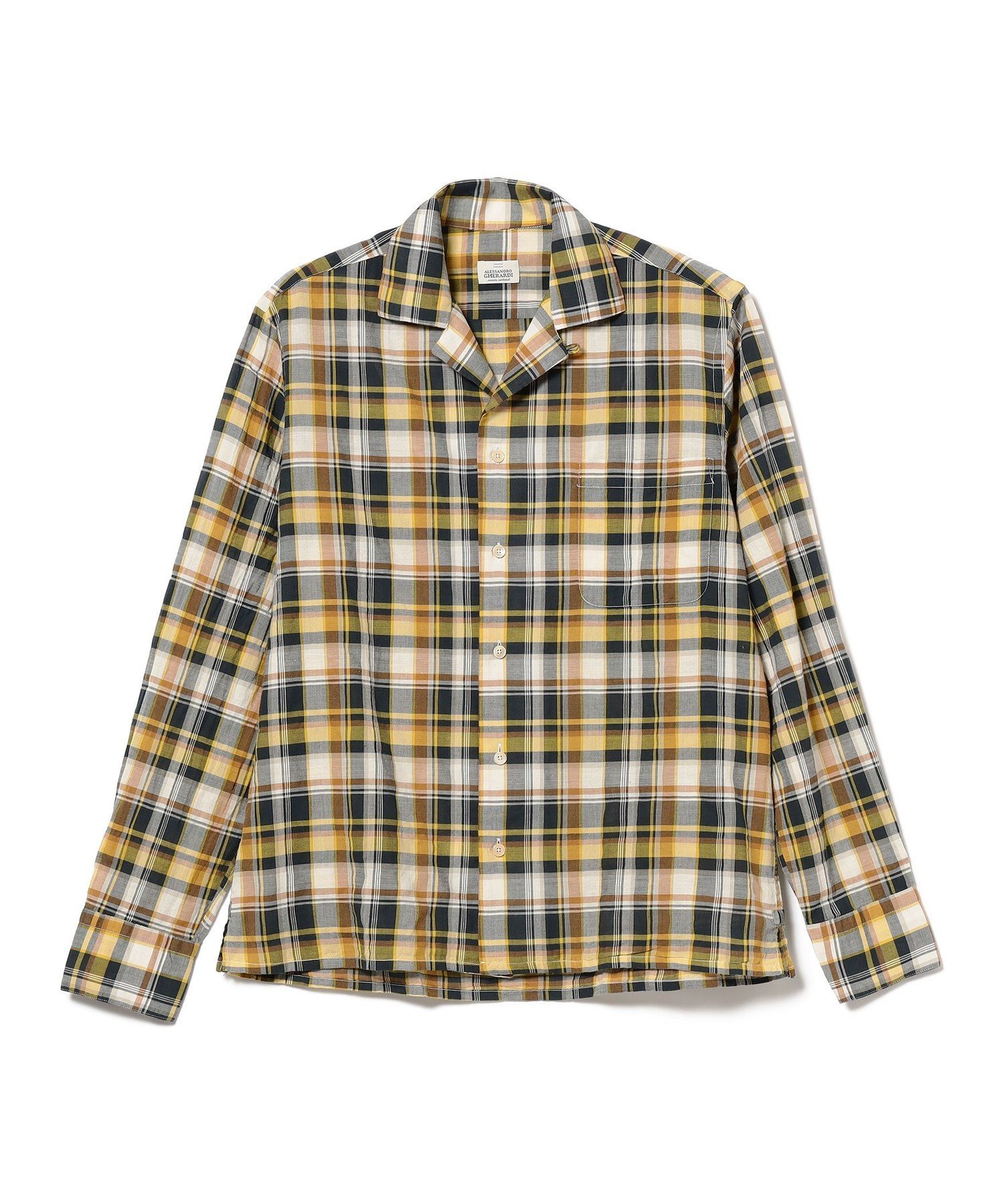 【SALE／60%OFF】BEAMS F ALESSANDRO GHERARDI * BEAMS F / 別注 ISCHIA ワイドチェック オープンカラーシャツ ビームス アウトレット トップス シャツ・ブラウス イエロー【送料無料】