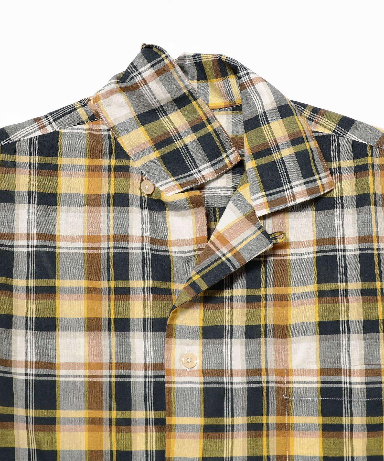 【SALE／60%OFF】BEAMS F ALESSANDRO GHERARDI * BEAMS F / 別注 ISCHIA ワイドチェック オープンカラーシャツ ビームス アウトレット トップス シャツ・ブラウス イエロー【送料無料】