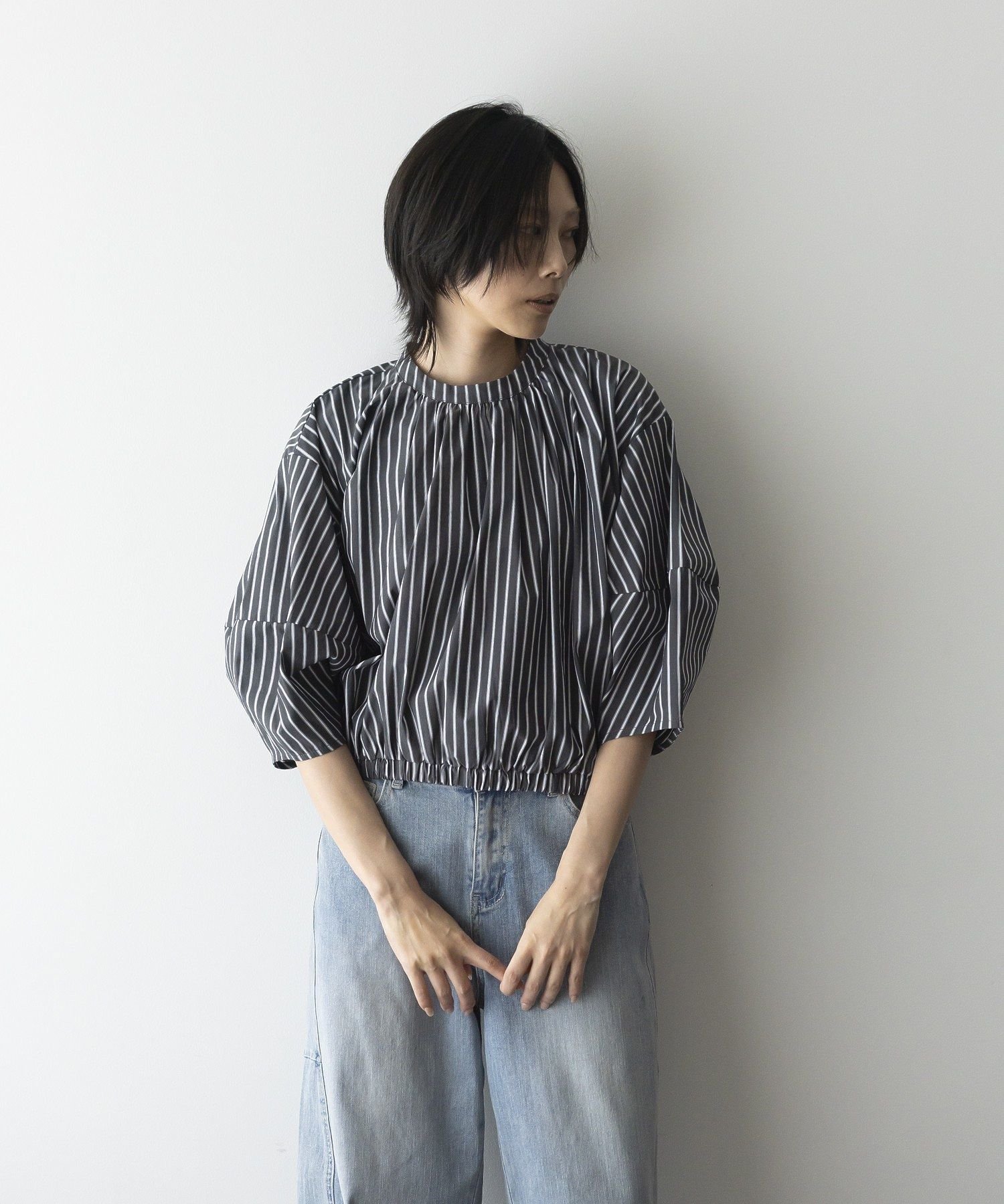 【SALE／50%OFF】GARAGE OF GOOD CLOTHING ストライプタックプルオーバーB ガレージ オブ グッド クロージング トップス シャツ・ブラウス グレー【送料無料】