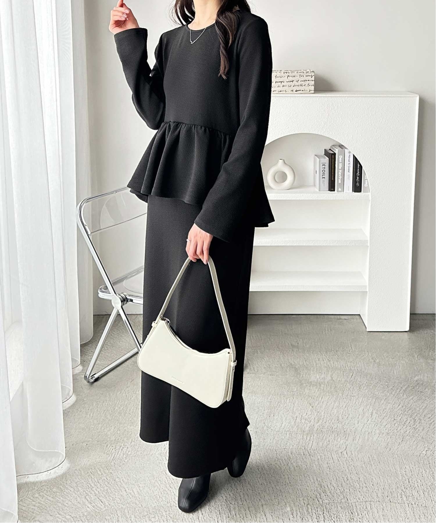 【SALE／10%OFF】GeeRA 楽ちん!ペプラムドッキングワンピース ジーラ ワンピース・ドレス ワンピース ブラウン ブラック【送料無料】のサムネイル