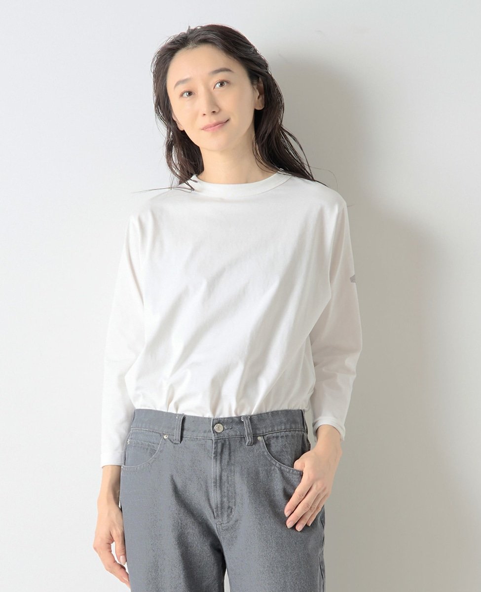 LOGEMENT DE CLAIRE 《定番》ラウンドヘムロングスリーブTシャツ メルローズクレール トップス カットソー・Tシャツ ホワイト ブラック