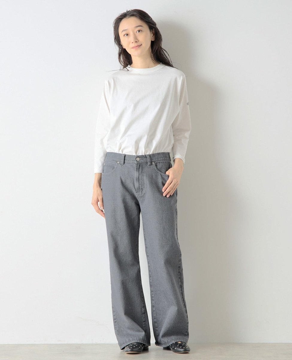 LOGEMENT DE CLAIRE 《定番》ラウンドヘムロングスリーブTシャツ メルローズクレール トップス カットソー・Tシャツ ホワイト ブラック
