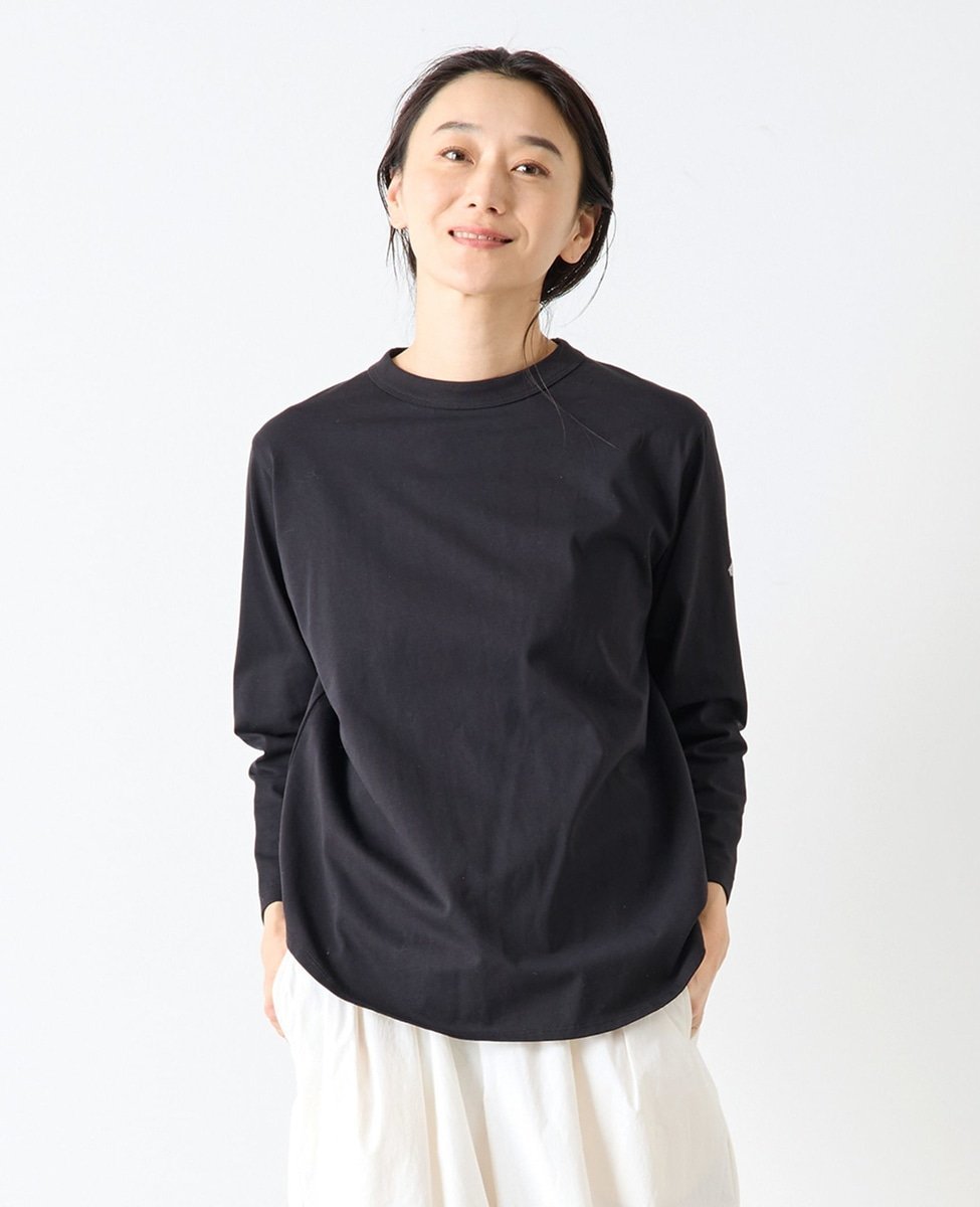 LOGEMENT DE CLAIRE 《定番》ラウンドヘムロングスリーブTシャツ メルローズクレール トップス カットソー・Tシャツ ホワイト ブラック