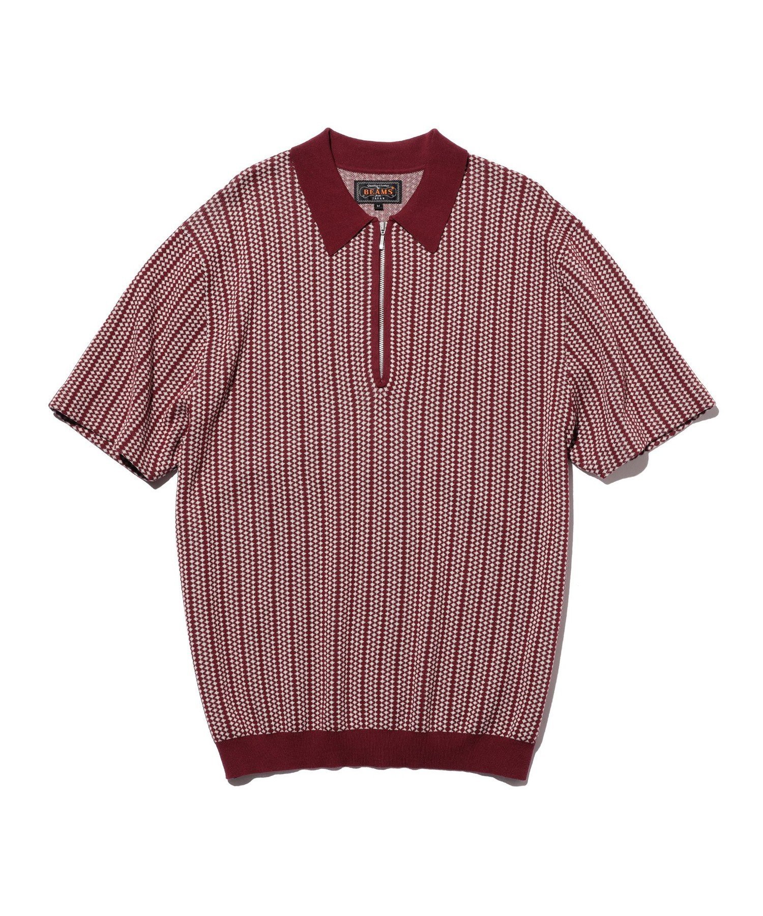 BEAMS PLUS Half Zip Knit Polo ビームス メン トップス ポロシャツ ブラウン ネイビー【送料無料】