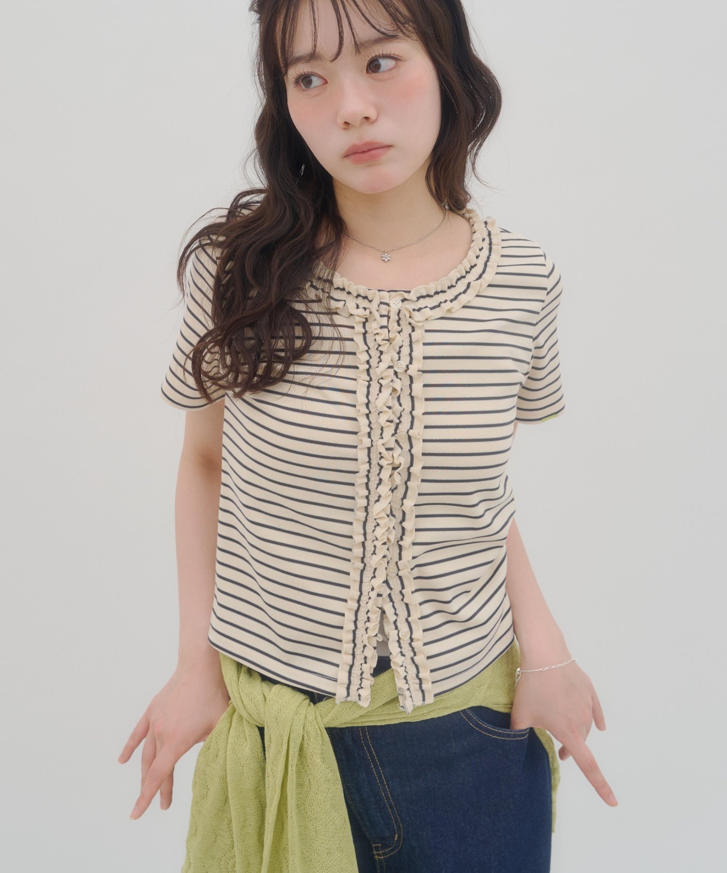 Discoat 【umm.】前立てフリルカーディガン ディスコート トップス カットソー・Tシャツ ホワイト ブルー ネイビー レッド【送料無料】
