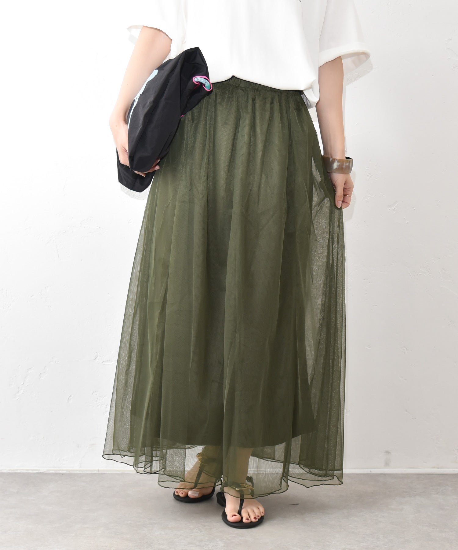 【SALE／50%OFF】HUMS HUMS｜チュールロングスカート [[SAT-0046]][C] ハグハグ スカート ロング・マキシスカート ブラック カーキグリーン【送料無料】