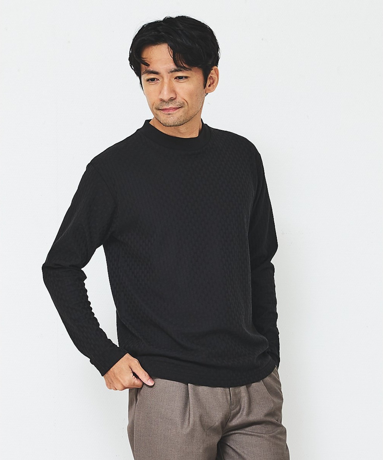 【チェック柄】リンクス ブロック 長袖 Tシャツ【予約】 アバハウス トップス カットソー・Tシャツ ブルー ブラック ホワイト グレー