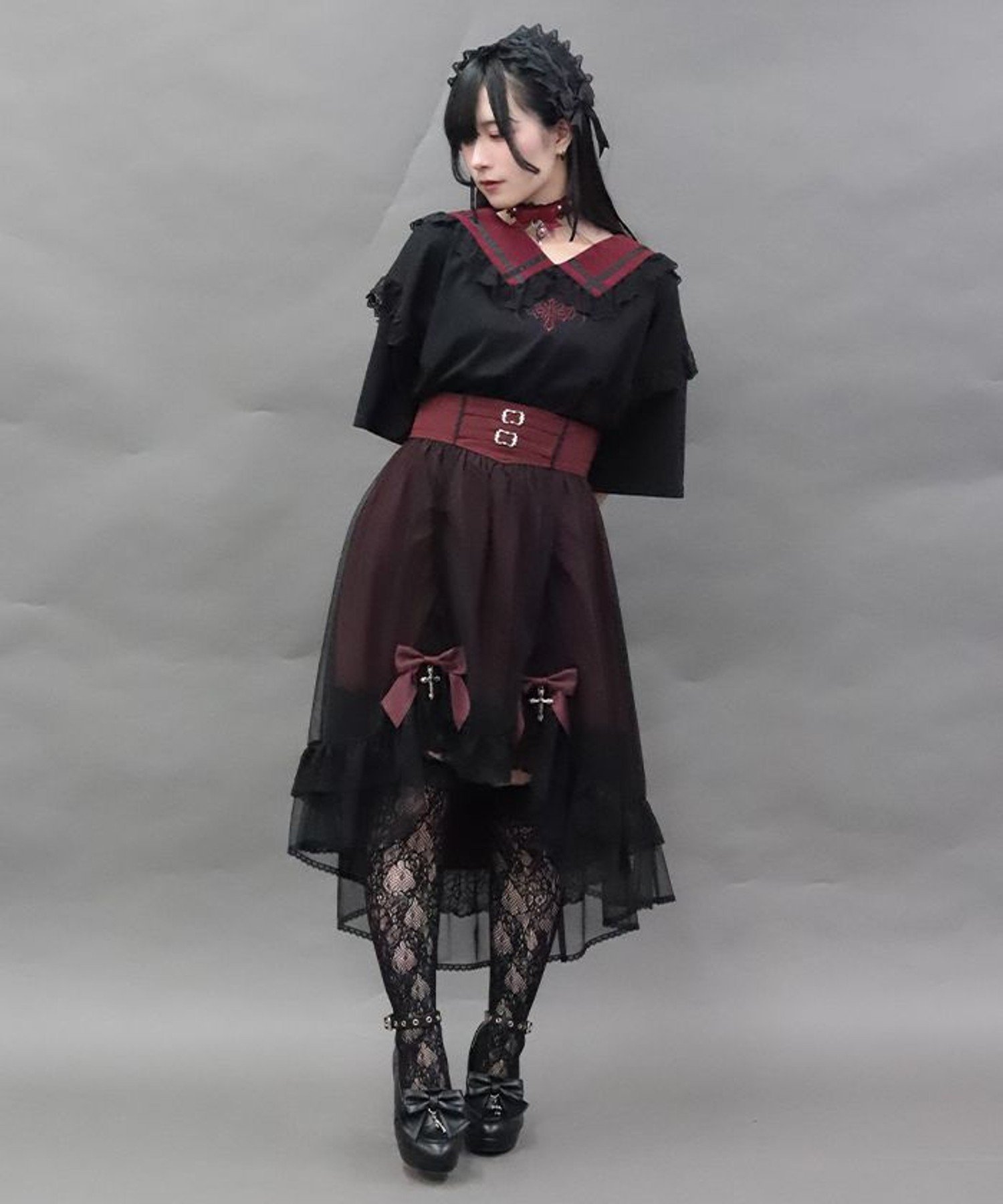 axes femme POETIQUE ゴシックフィッシュテールスカート アクシーズファム スカート その他のスカート ワインレッド【送料無料】