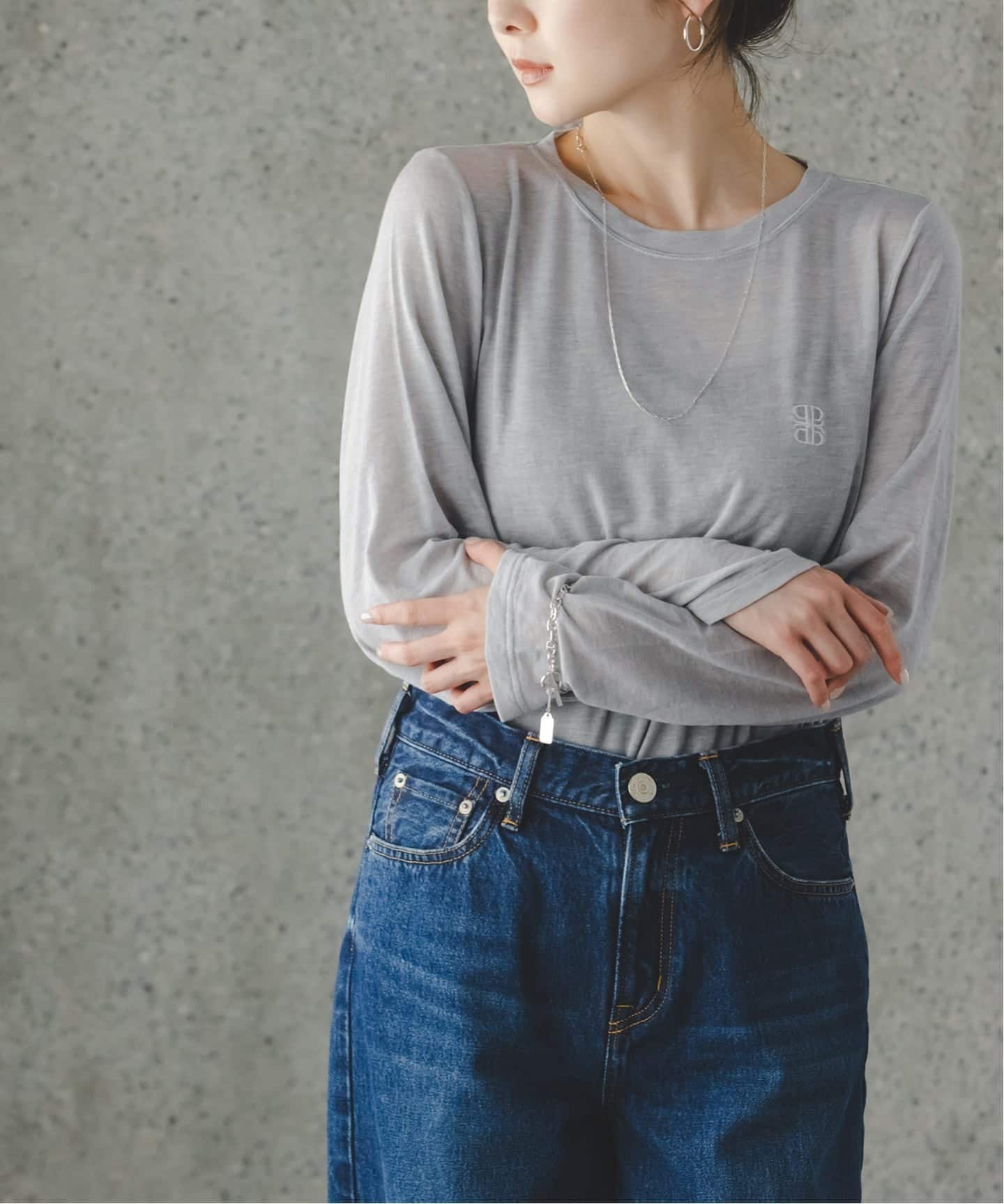 NOBLE 《予約・NOBLE別注》PROTAGONISTA/プロタゴニスタ コットンシルクロングスリーブ ノーブル トップス カットソー・Tシャツ ホワイト グレー ブラウン
