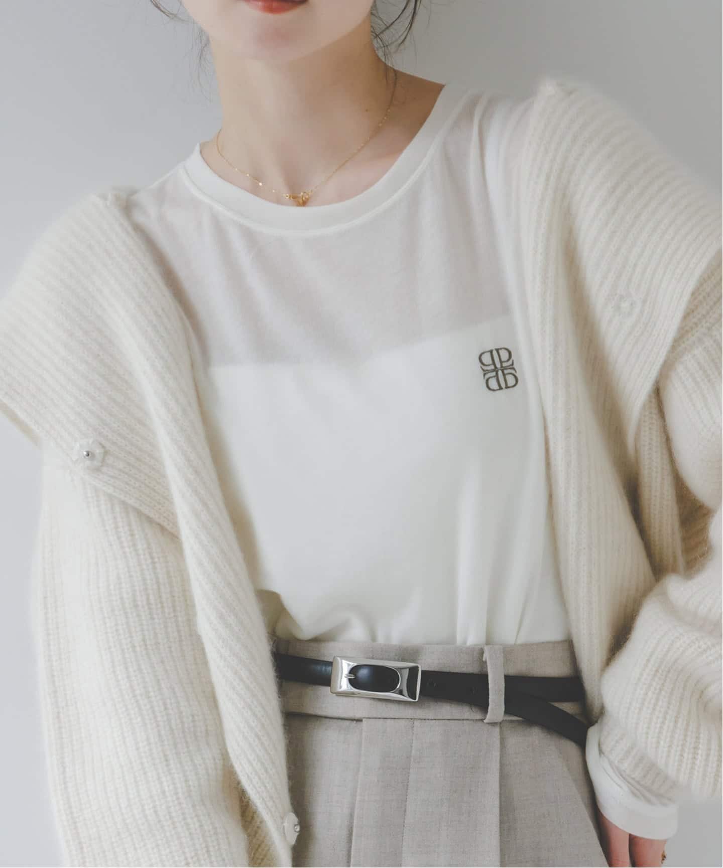 NOBLE 《予約・NOBLE別注》PROTAGONISTA/プロタゴニスタ コットンシルクロングスリーブ ノーブル トップス カットソー・Tシャツ ホワイト グレー ブラウン