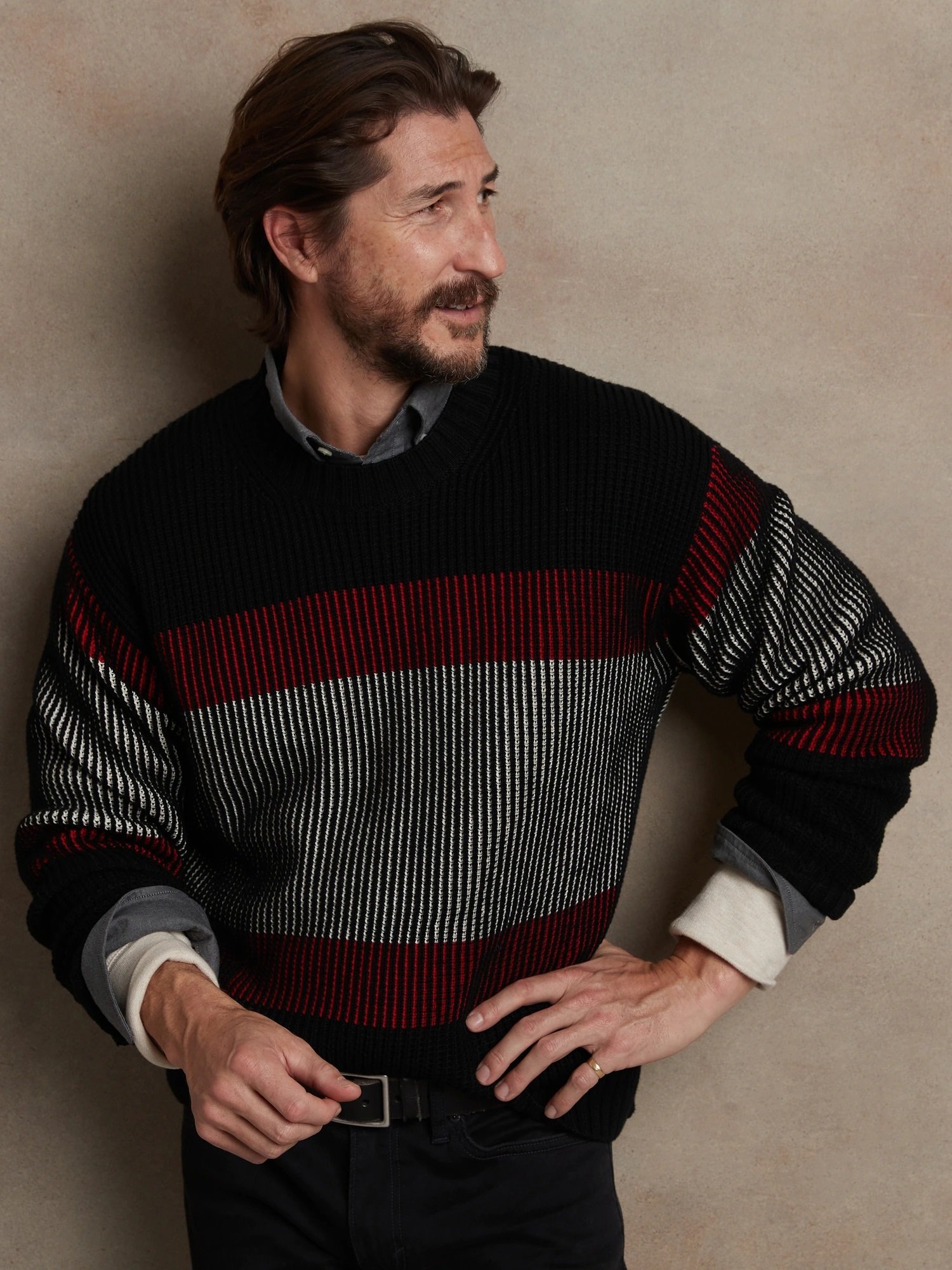 【SALE／19%OFF】BANANA REPUBLIC (M)オーバーサイズ オーガニックコットン セーター バナナ・リパブリック トップス ニット ブラック【送料無料】のサムネイル