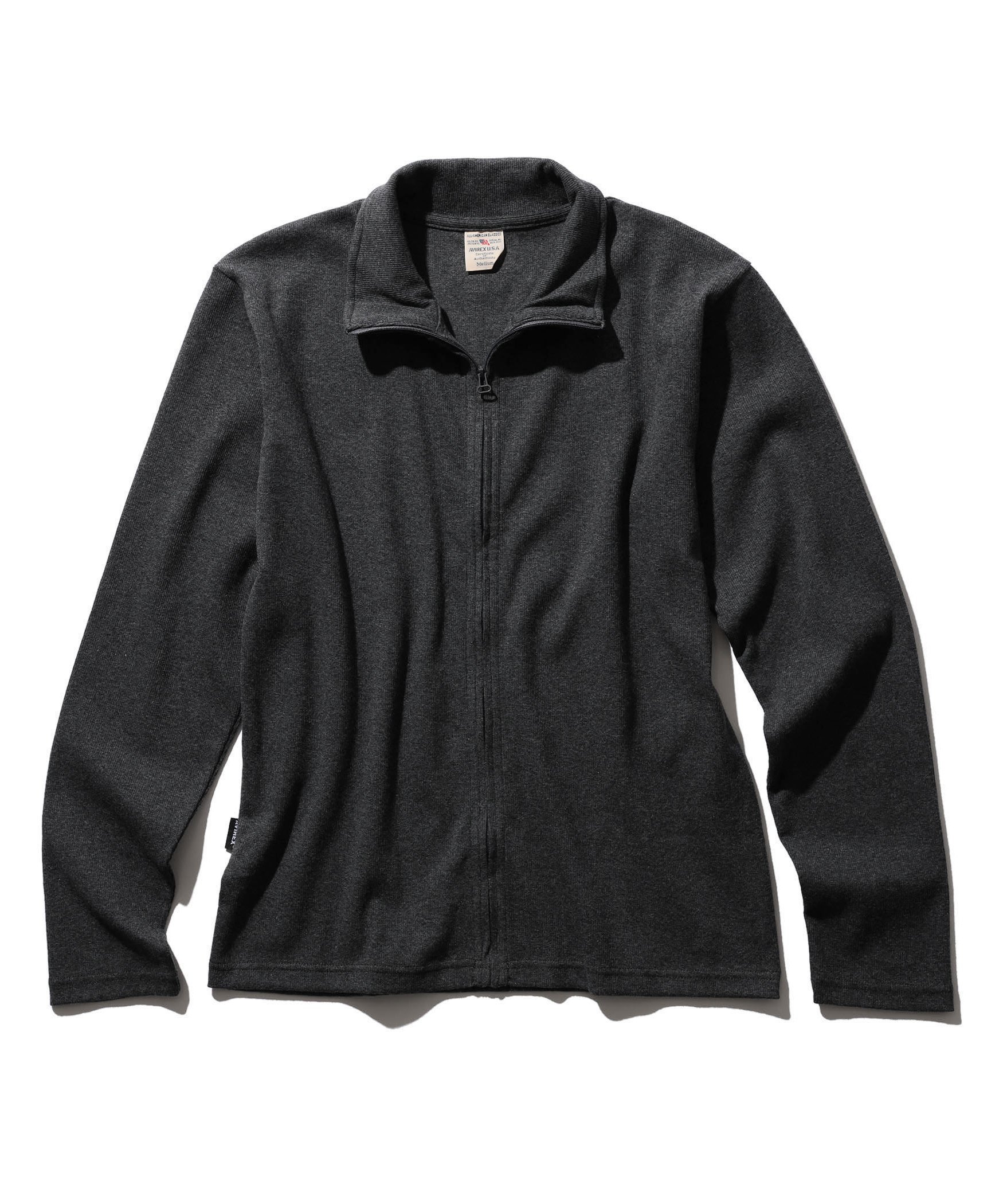AVIREX 《DAILY/デイリー》STAND ZIP RIB JACKET/スタンドジップ リブ ジャケット アヴィレックス トップス カットソー・Tシャツ グレー ホワイト ブラック【送料無料】