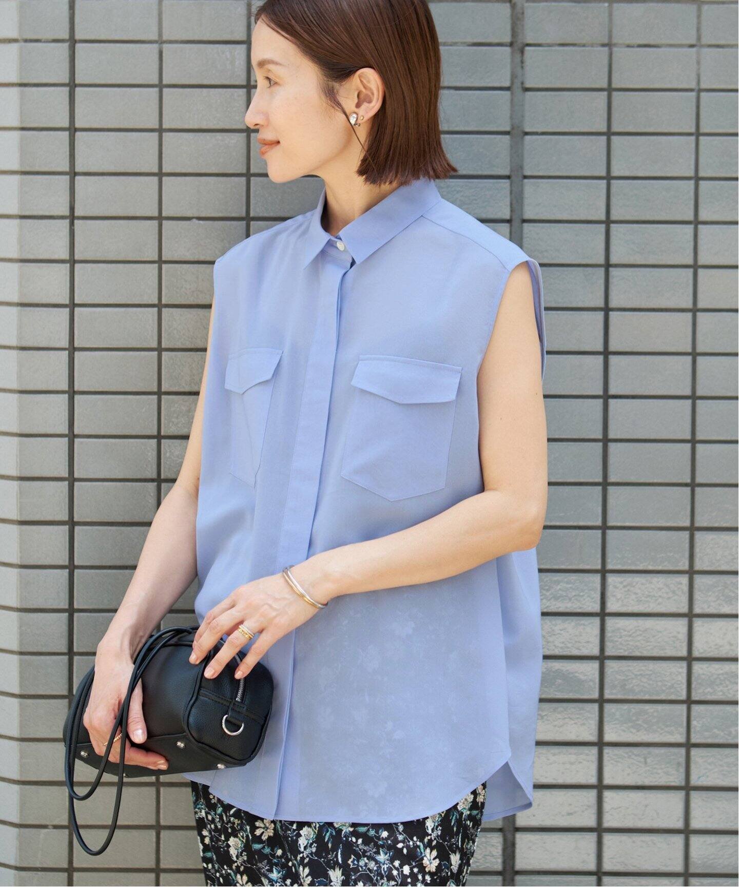 IENA ノースリーブシアーシャツ イエナ トップス シャツ・ブラウス ベージュ ブラック ブルー【送料無料】のサムネイル