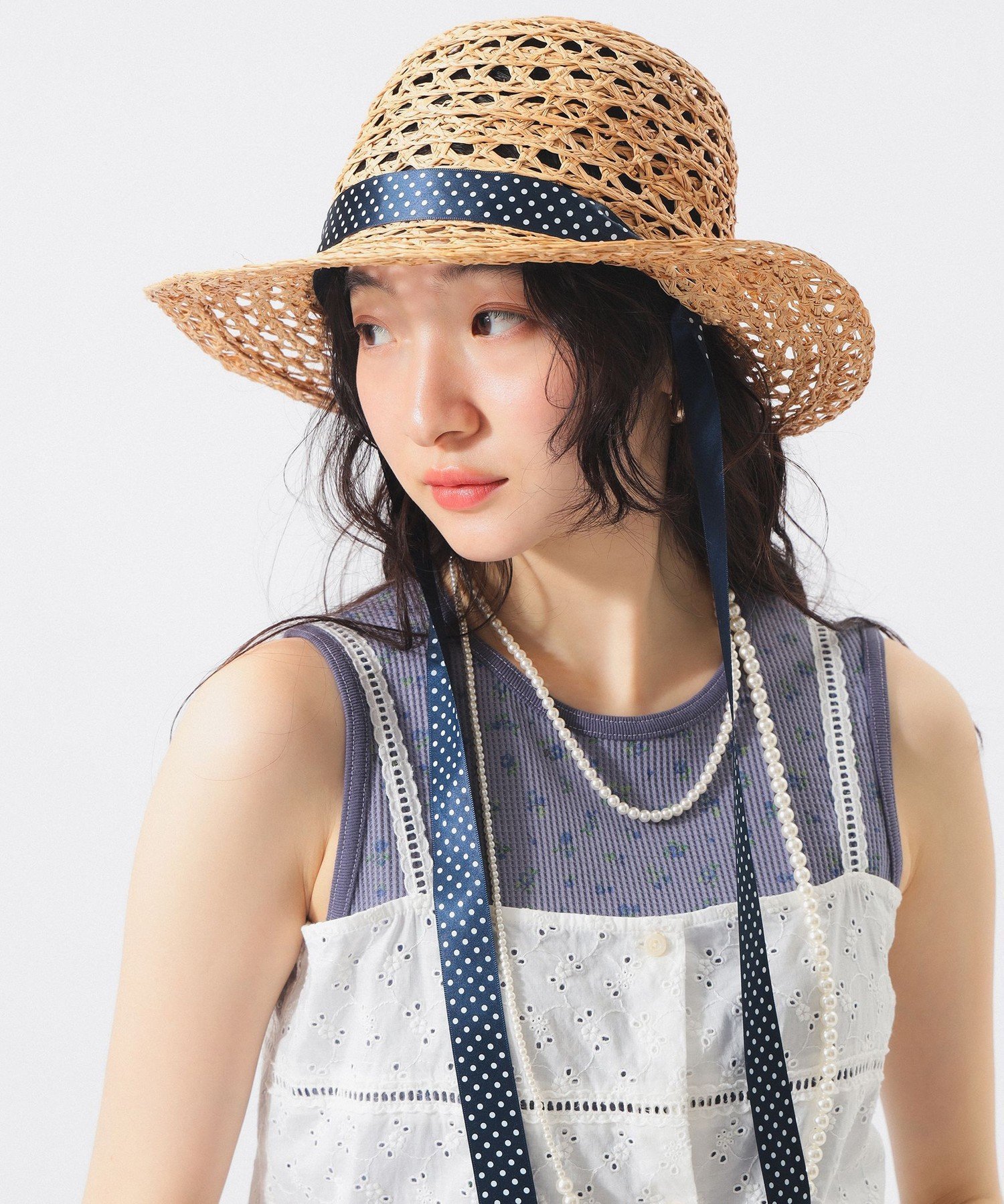 BEAMS BOY 【別注】cableami / RAFFIA OPEN WEAVE BRAID CROWN HAT ビームス ウイメン 帽子 その他の帽子 ベージュ【送料無料】