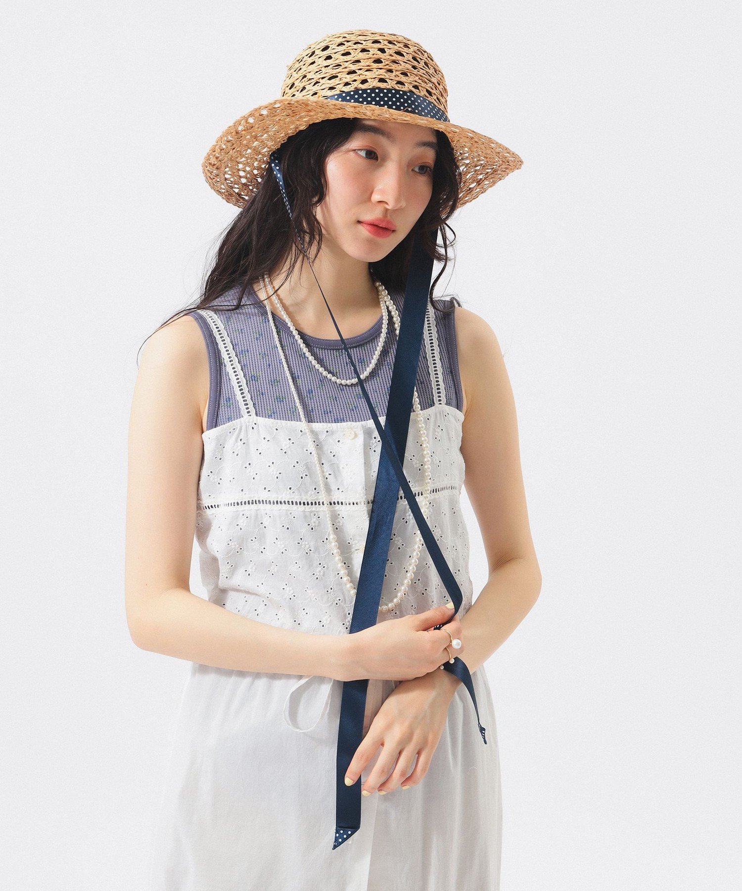 BEAMS BOY 【別注】cableami / RAFFIA OPEN WEAVE BRAID CROWN HAT ビームス ウイメン 帽子 その他の帽子 ベージュ【送料無料】