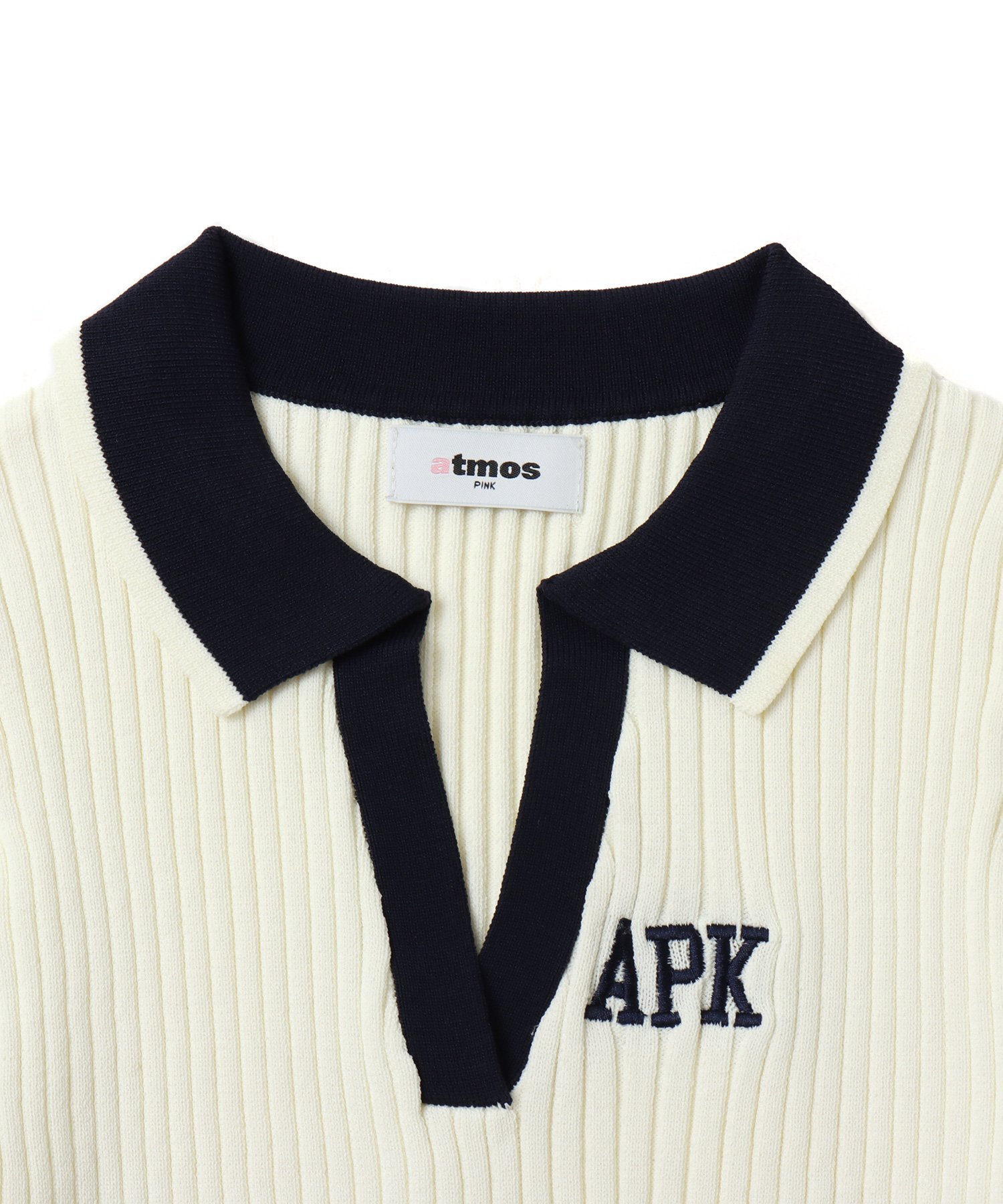 atmos pink atmos pink Cheer Rib Knit Polo Shirt WHITE アトモス トップス ニット ホワイト