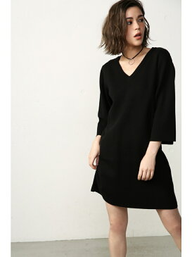 【SALE/50%OFF】AZUL by moussy 《3/31 12時までWEB限定価格》ミラノリブ7分袖Vネックニットワンピース アズールバイマウジー ワンピース【RBA_S】【RBA_E】