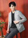 【SALE/50%OFF】TAKA-Q TechLinen スリムフィット 2ボタンジャケット チェックライトグレー(セットアップ可能) メンズ セットアップ ...