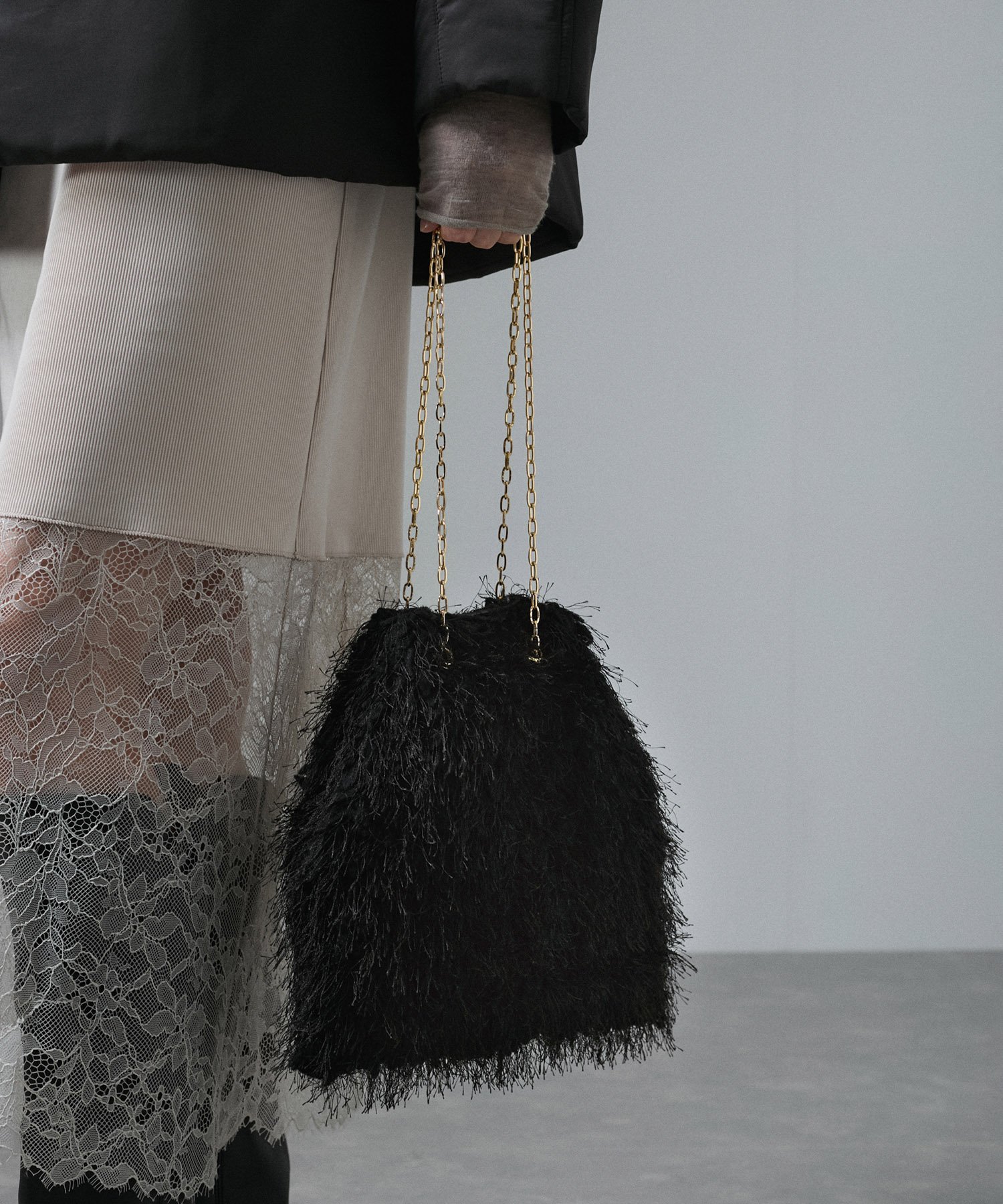 【SALE／30%OFF】SALON adam et rope' フェザー2WAYチェーンバッグ サロン アダム エ ロペ バッグ ハンドバッグ ホワイト ブラック【送料無料】