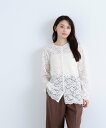 NATURAL BEAUTY BASIC レースブラウス ナチュラルビューティベーシック トップス シャツ・ブラウス ブラウン ホワイト【送料無料】