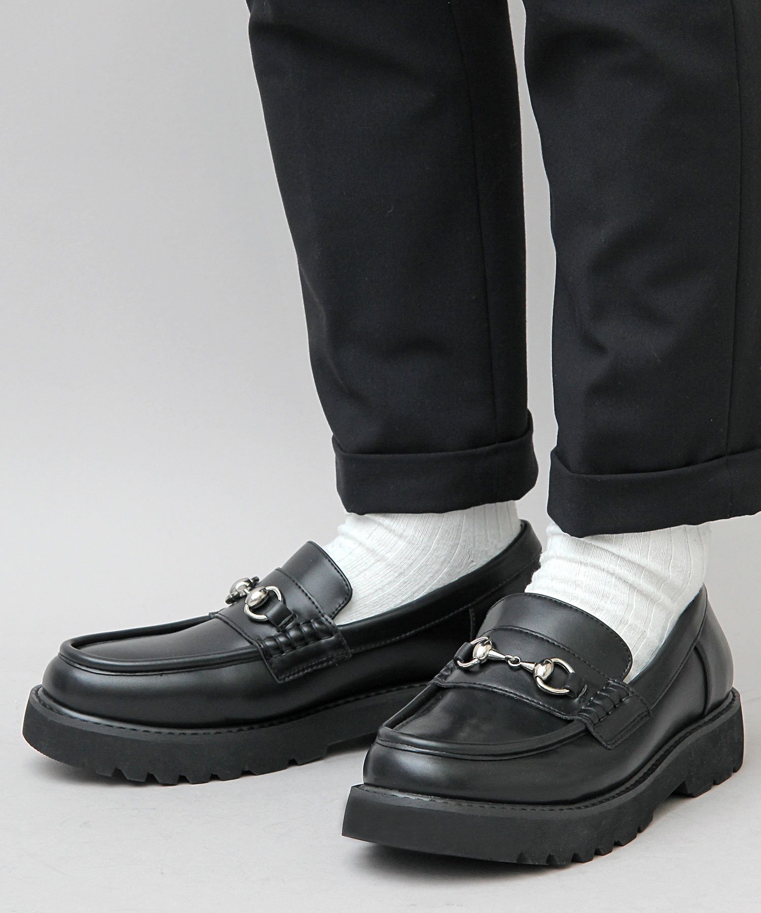 glabella/(M)【glabella/グラベラ】 厚底 ダッドビットローファー/プラットフォームドレスシューズ エー.エム.エス. シューズ・靴 レースアップ・ドレスシューズ ブラック