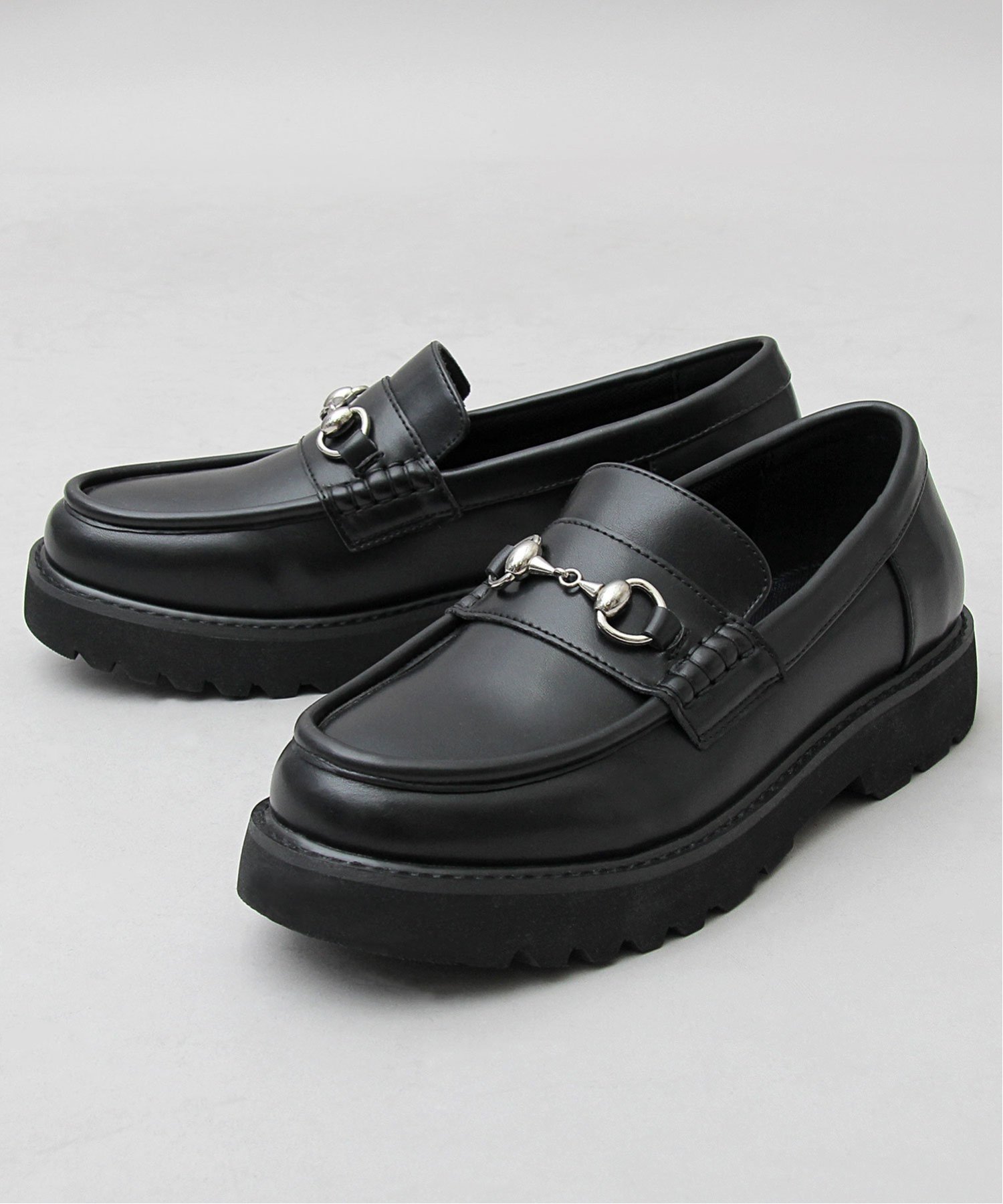 glabella/(M)【glabella/グラベラ】 厚底 ダッドビットローファー/プラットフォームドレスシューズ エー.エム.エス. シューズ・靴 レースアップ・ドレスシューズ ブラック