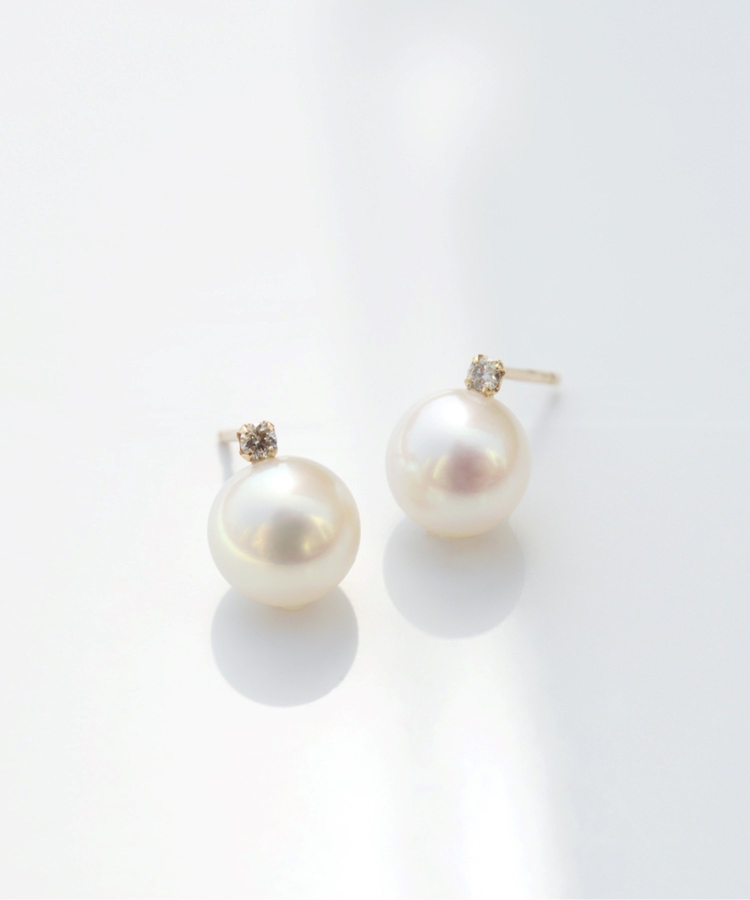 anq. K10・ダイヤモンドパールピアス クークロワッサン アクセサリー・腕時計 ピアス ゴールド【送料無料】