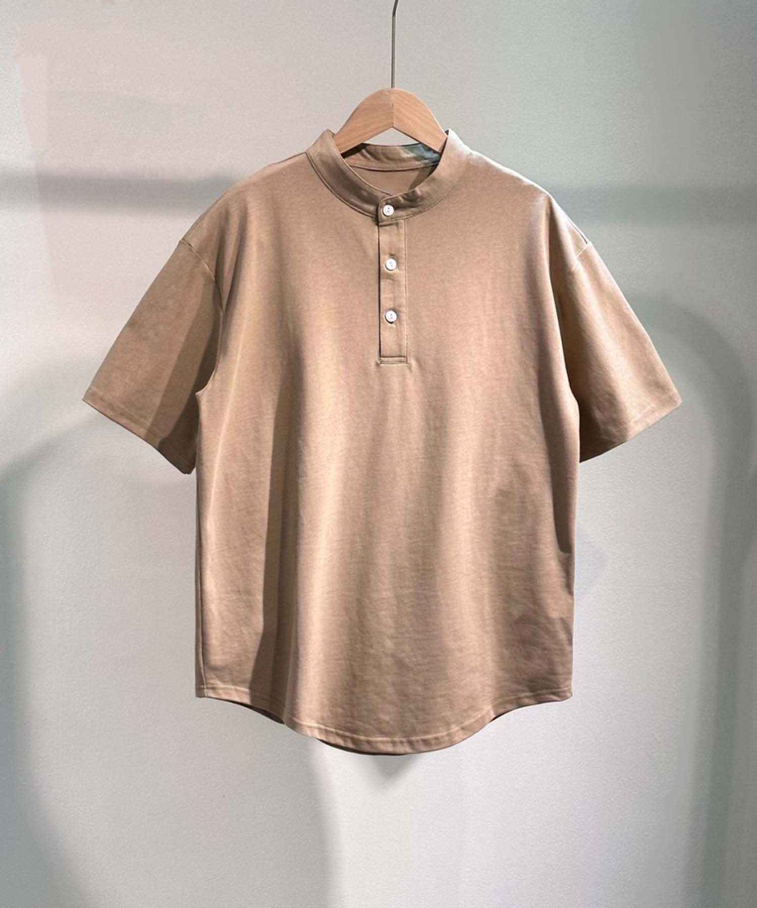 【SALE／20%OFF】aimoha MENS aomoha MEN スタンドカラー半袖シャツ アイモハ トップス シャツ・ブラウス ホワイト ベージュ