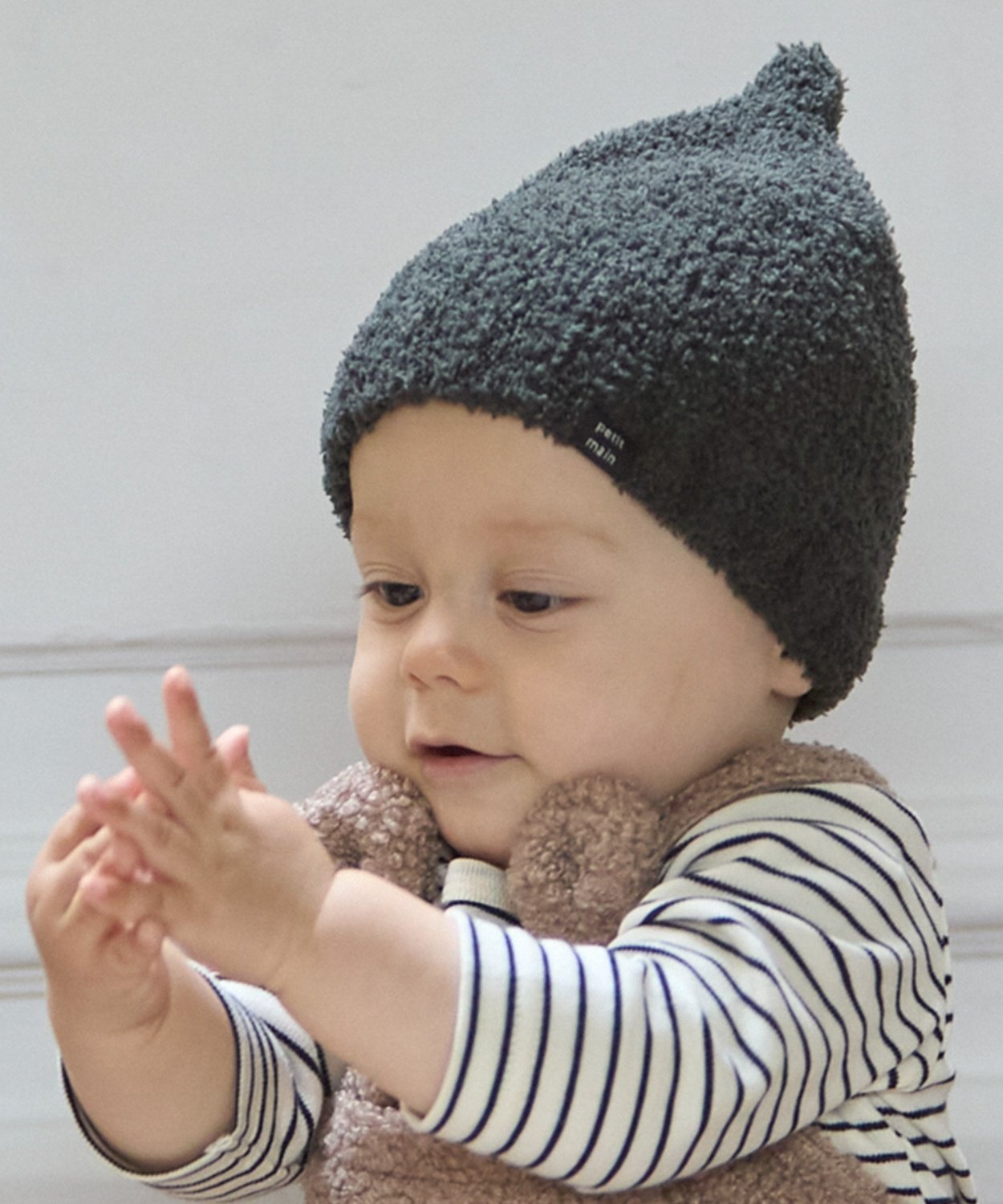 petit main とんがりマシュマロビーニー ナルミヤオンライン マタニティウェア・ベビー用品 その他のベビーグッズ ピンク ホワイト グレー