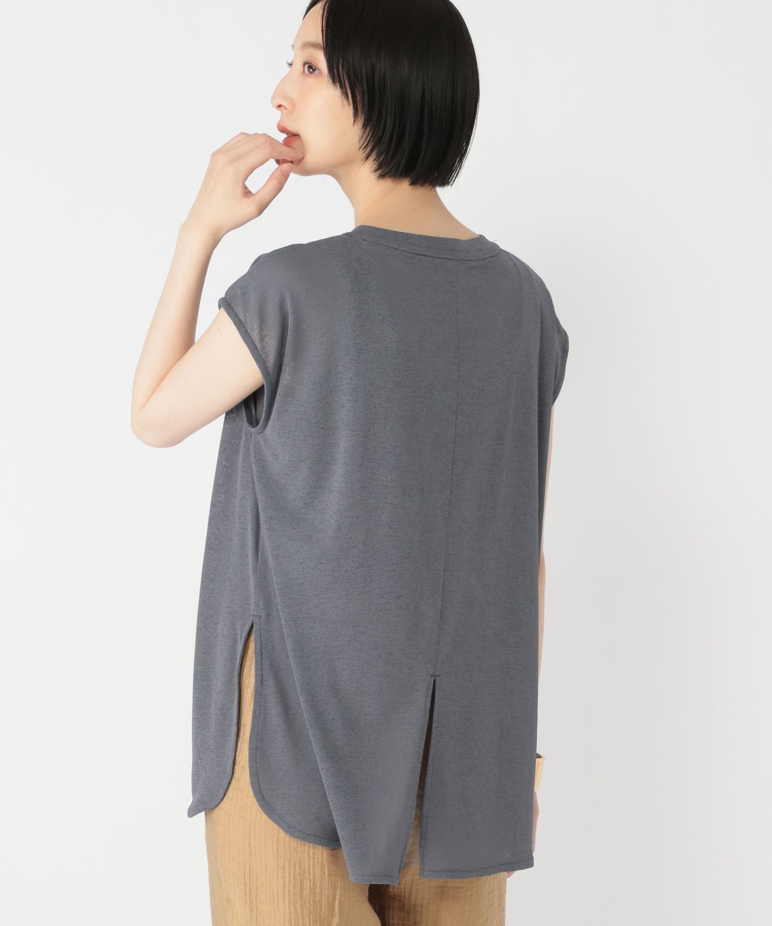 【daily CLIP】シアーノースリーブカットプルオーバー スタディオクリップ トップス カットソー・Tシャツ ホワイト グレー オレンジ