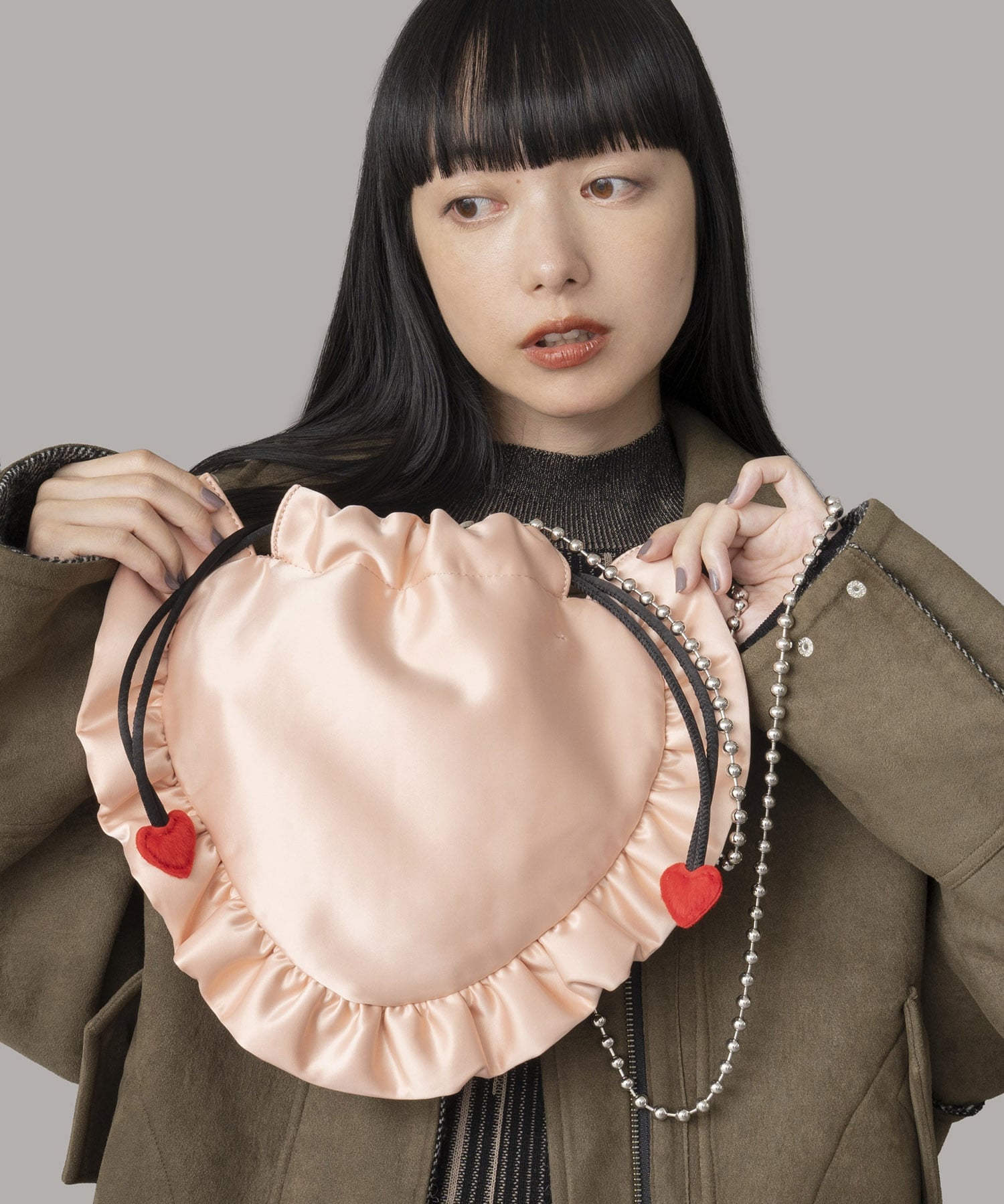 【SALE／5%OFF】Casselini Casselini(キャセリーニ)ハート巾着 キャセリーニ バッグ ハンドバッグ ブラウン ピンク ブラック【送料無料】