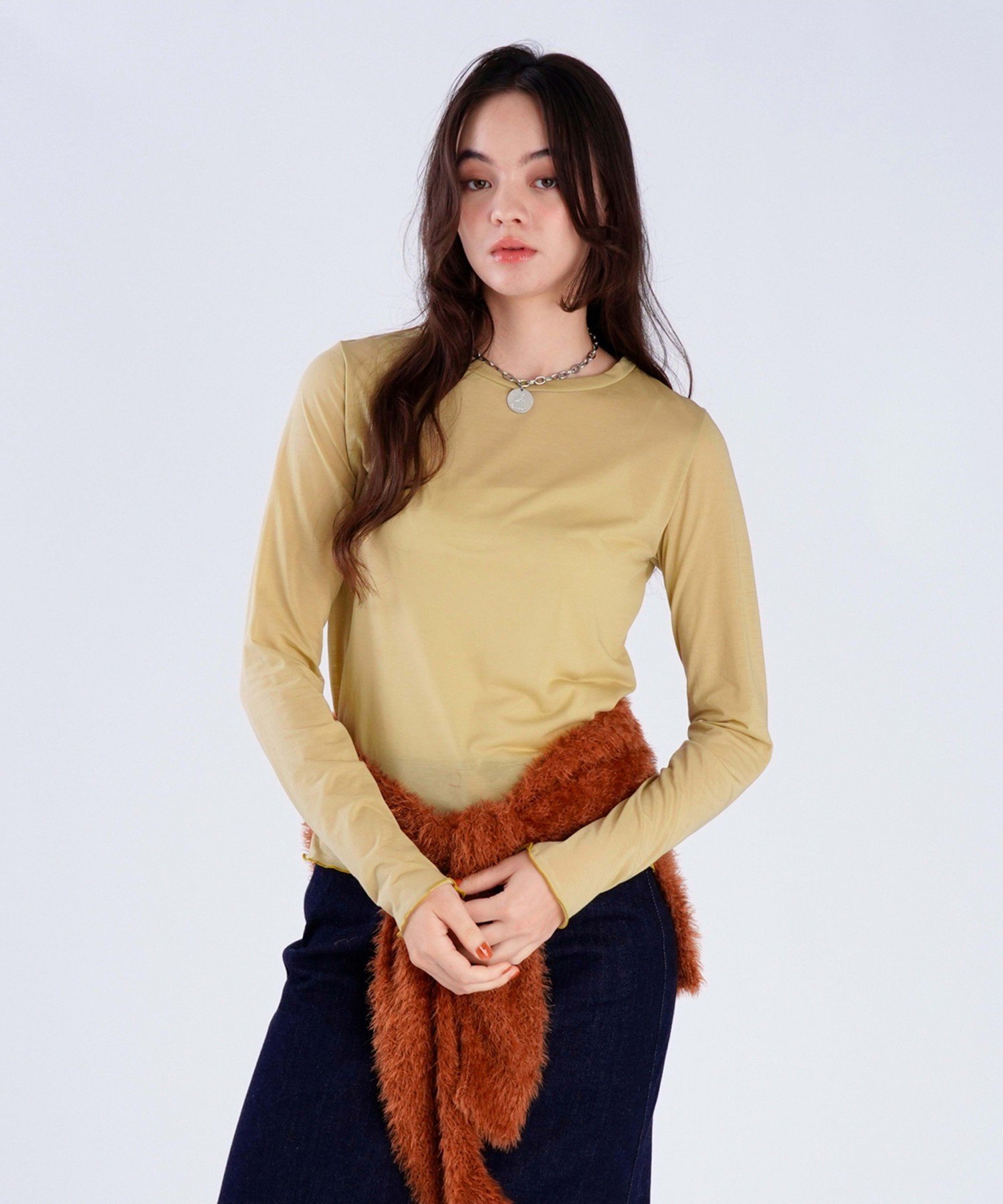 . メロウ ロングスリーブ Tシャツ アニエスベー トップス カットソー・Tシャツ イエロー