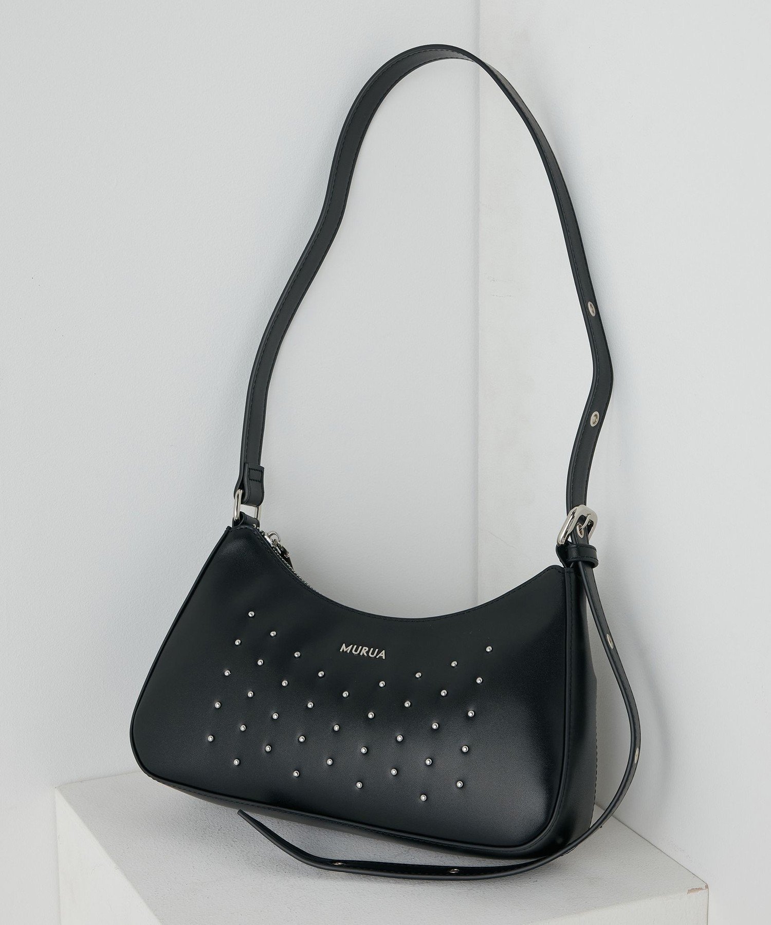 MURUA MURUA (ムルーア) STUDS ハンドバッグ エルゲイス バッグ ハンドバッグ ワインレッド ブラック ベージュ