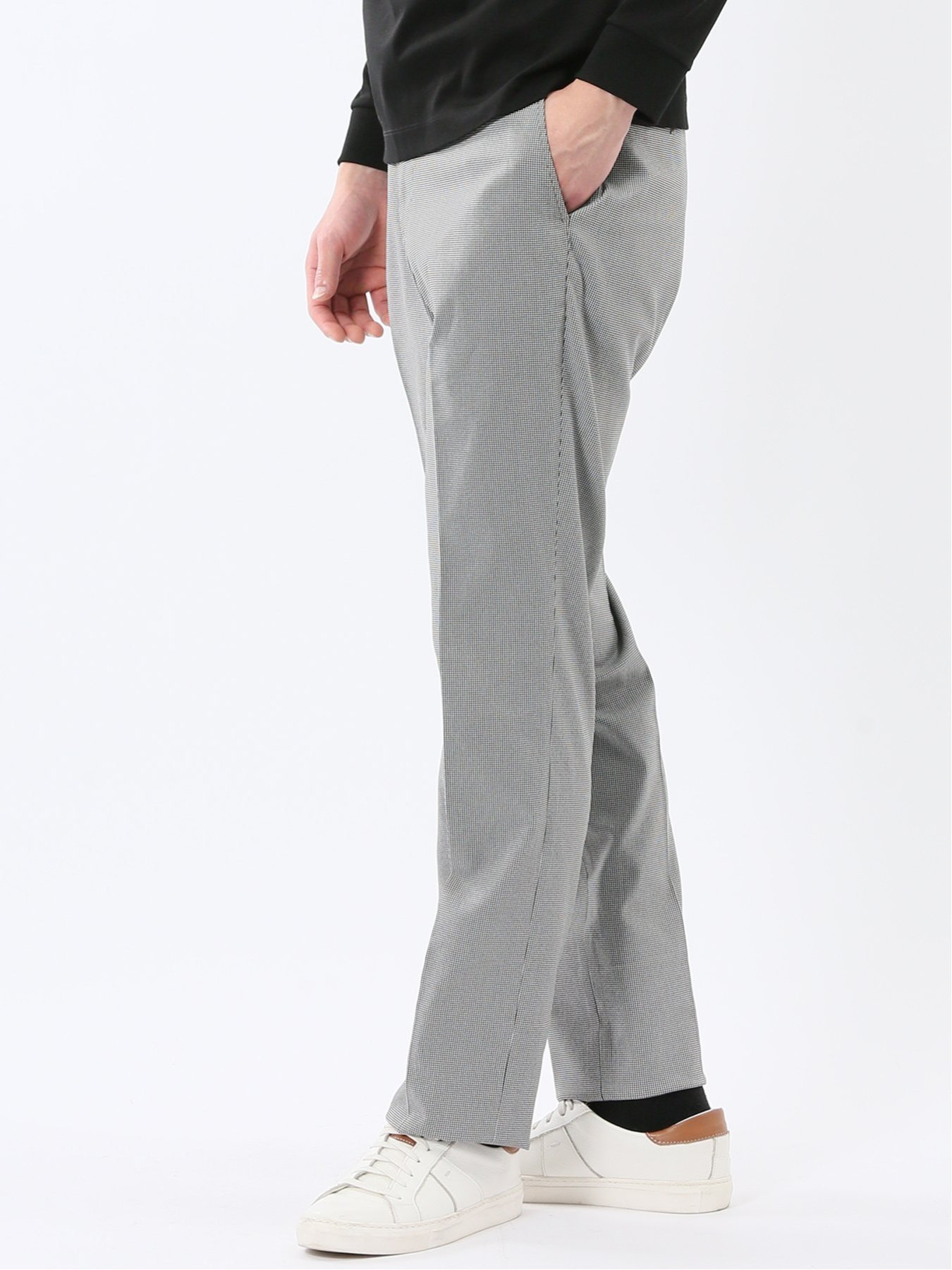【SALE／10%OFF】TAKA-Q クロスストレッチ スリムフィット ノータックスラックス 千鳥(セットアップ可能) タカキュー スーツ・フォーマル スーツパンツ【送料無料】