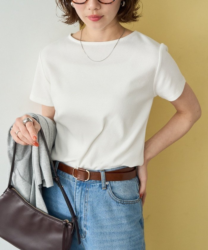 【SALE／45%OFF】FREAK'S STORE タックリブ半袖Tシャツ【限定展開】 フリークスストア トップス カットソー・Tシャツ ブラウン レッド グレー ブラック ホワイト