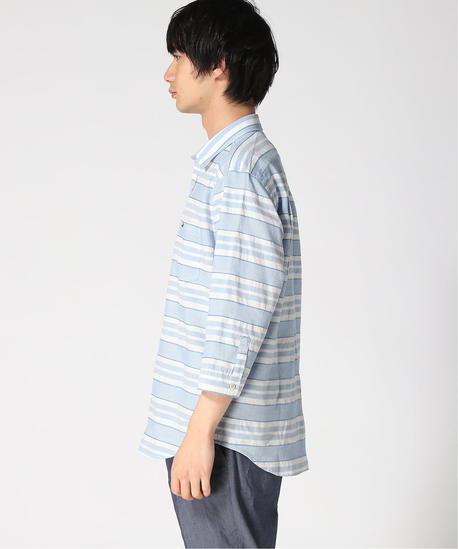CROCODILE CROCODILE/(M)サッカー ボーダー 七分丈 シャツ 【吸汗速乾】 クロコダイル トップス シャツ・ブラウス レッド ブルー【送料無料】