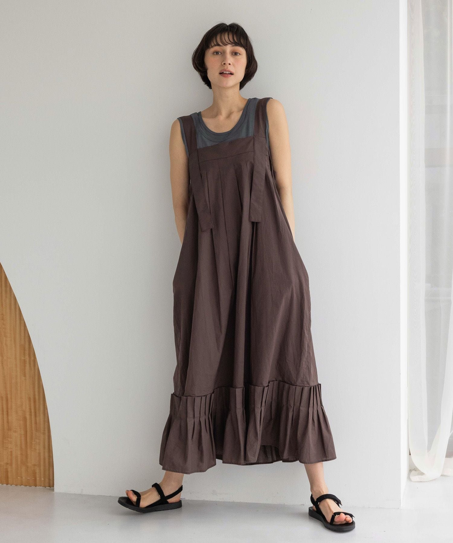 natural by clip 《natural by clip》Wショルダースソタックワンピース スタディオクリップ ワンピース・ドレス ワンピース ホワイト ブラック ブラウン【送料無料】（楽天・Rakuten Fashion）