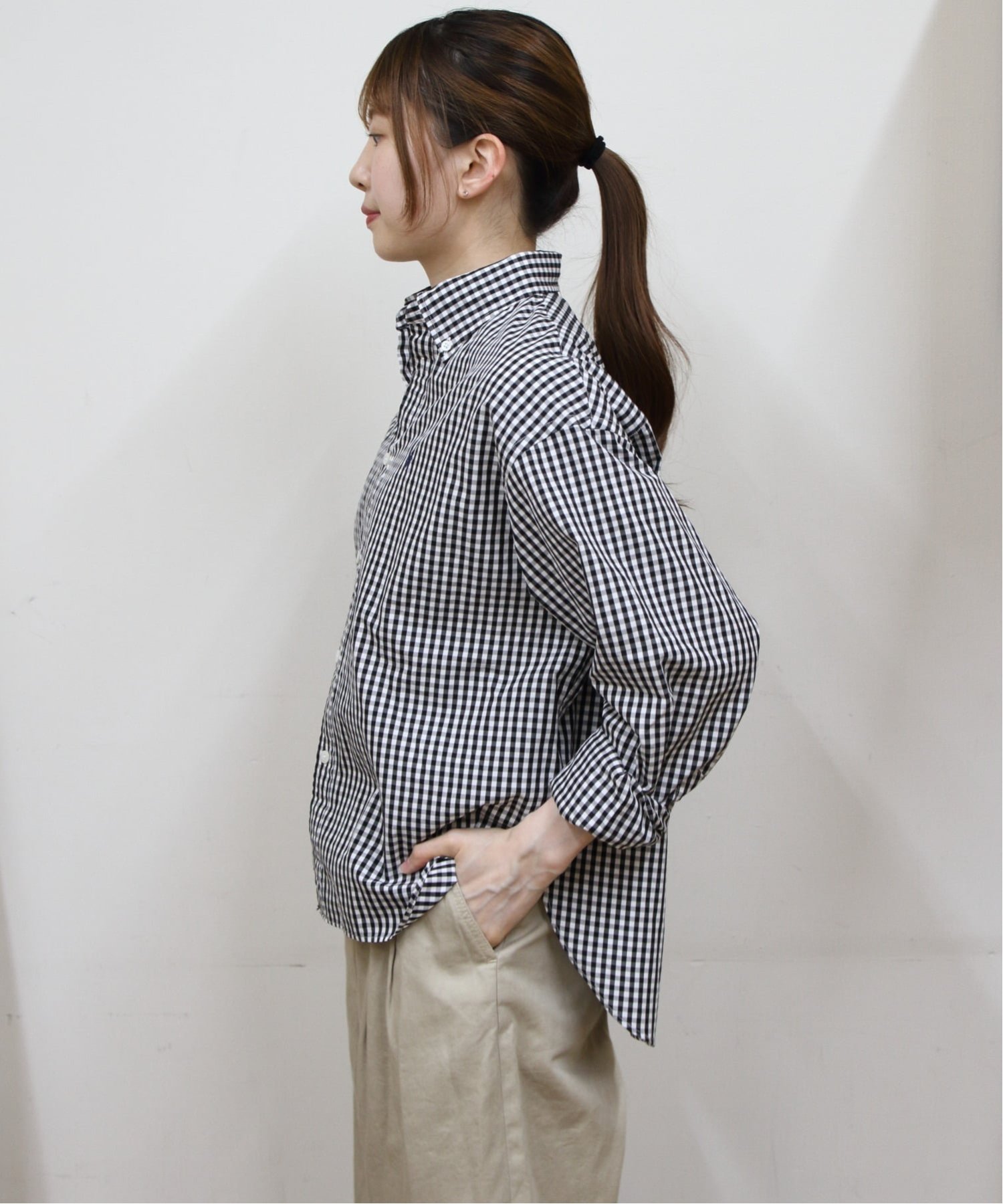 GYMPHLEX ジムフレックス SHORT OX B.D. SHIRT GINGHAM B0198 MGG ステップス トップス シャツ・ブラウス ブラック