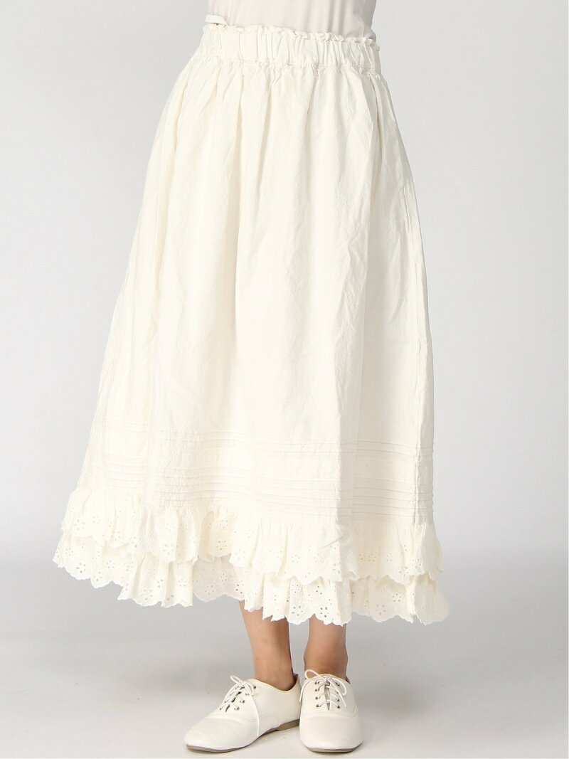 【SALE／50%OFF】Samansa Mos2 裾段スカラップスカート サマンサモスモス スカート ロング・マキシスカート グレー ホワイト【送料無料】のサムネイル