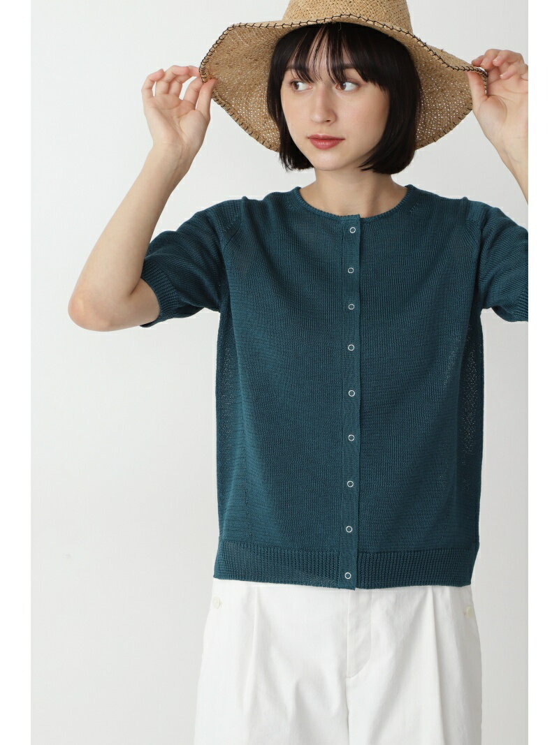 【SALE／30%OFF】HUMAN WOMAN ◆ミドルゲージギマ半袖カーディガン ヒューマン ウーマン トップス ニット グリーン ブラック ホワイト パープル【送料無料】のサムネイル