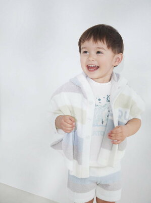 【SALE/30%OFF】gelato pique 【BABY】スムーズィーファミリーボーダーポンチョ ジェラートピケ トップス パーカー・フーディー グレー ピンク【送料無料】