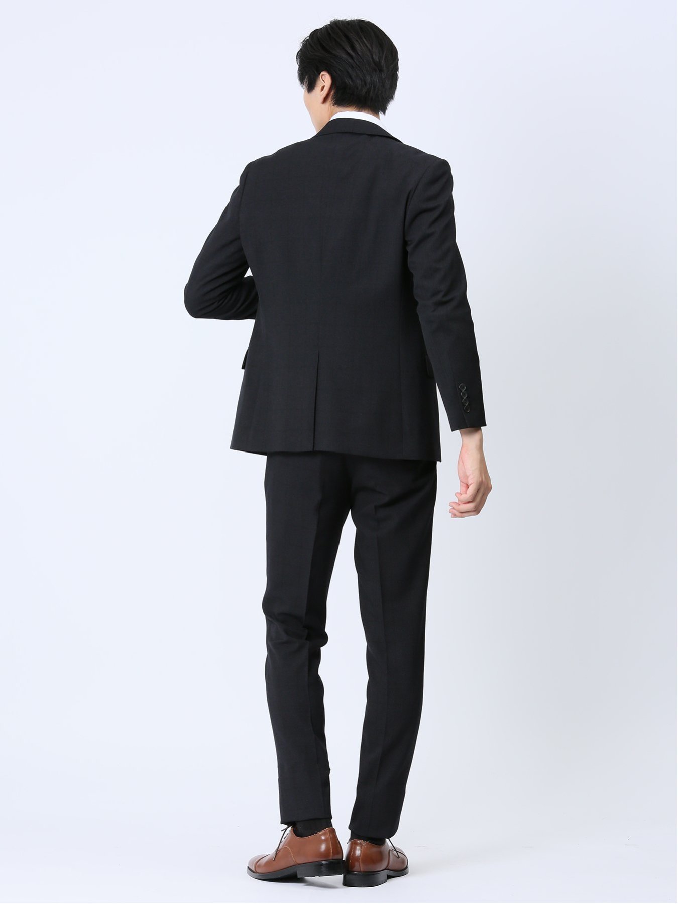 TAKA-Q Woolen Tec On スリムフィット 2ボタン3ピーススーツ チェック紺 セットアップ ジャケット ビジネス メンズ タカキュー スーツ・フォーマル セットアップスーツ ネイビー【送料無料】